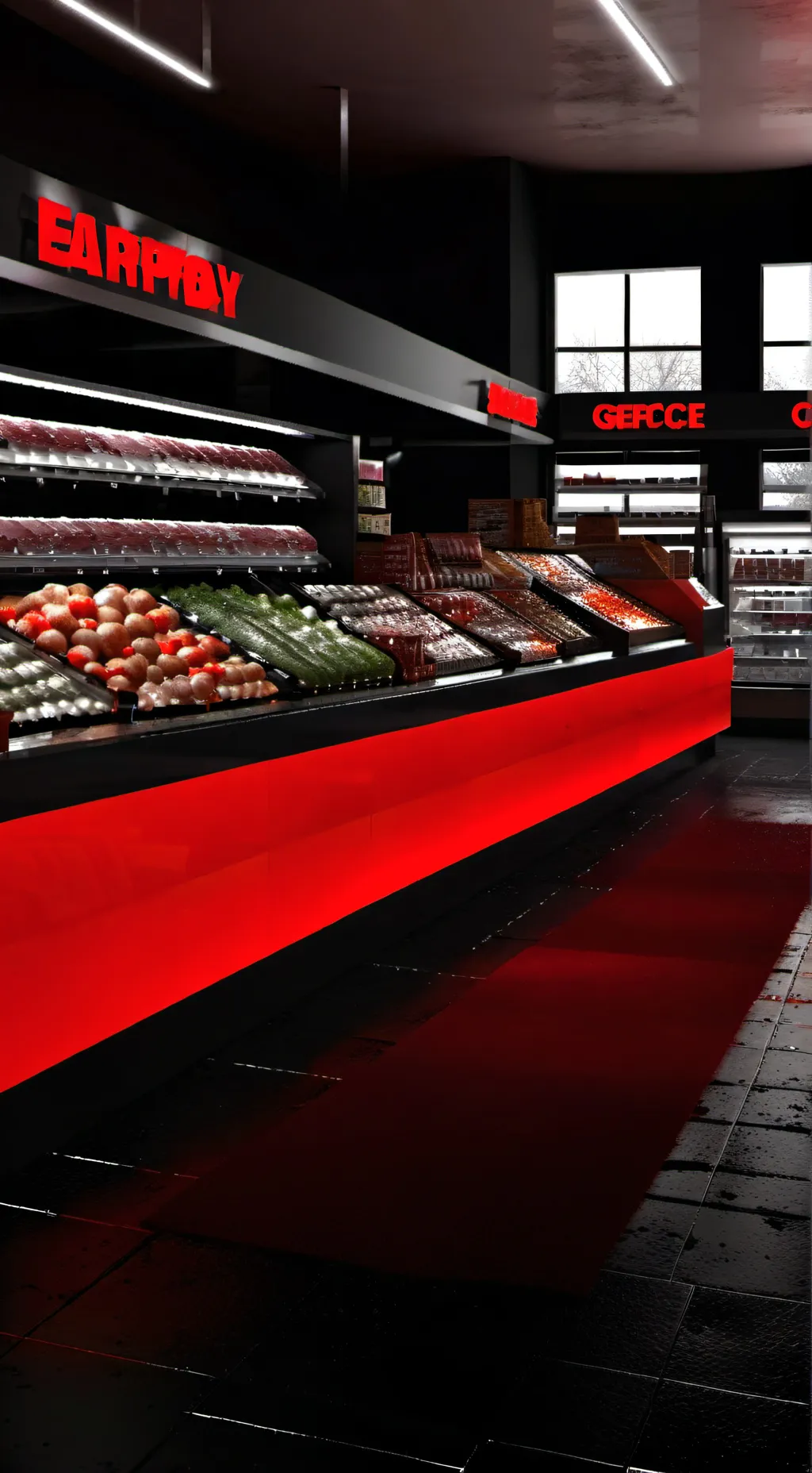 ai character: supermarket hately background