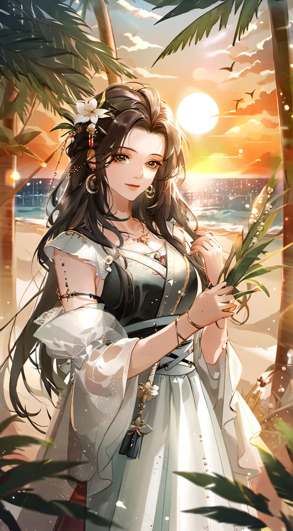 ai character: kny beachday background