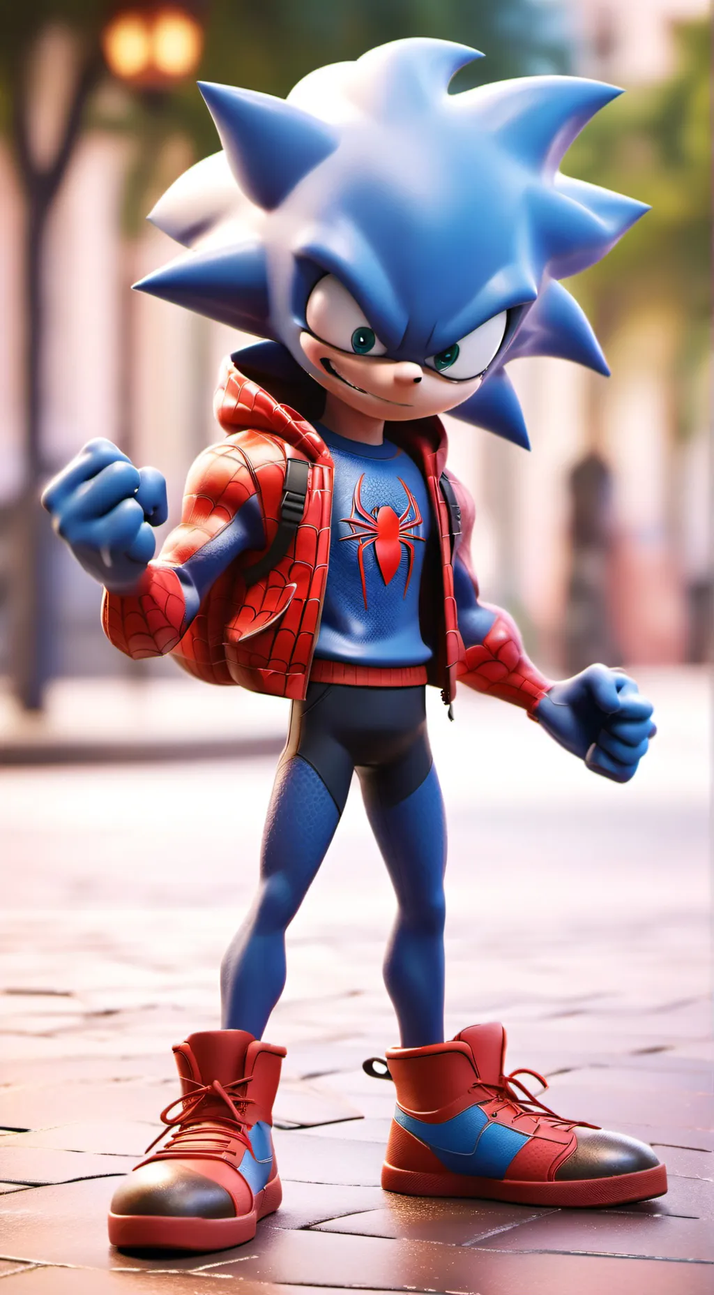 ai character: spiderman sonic  background