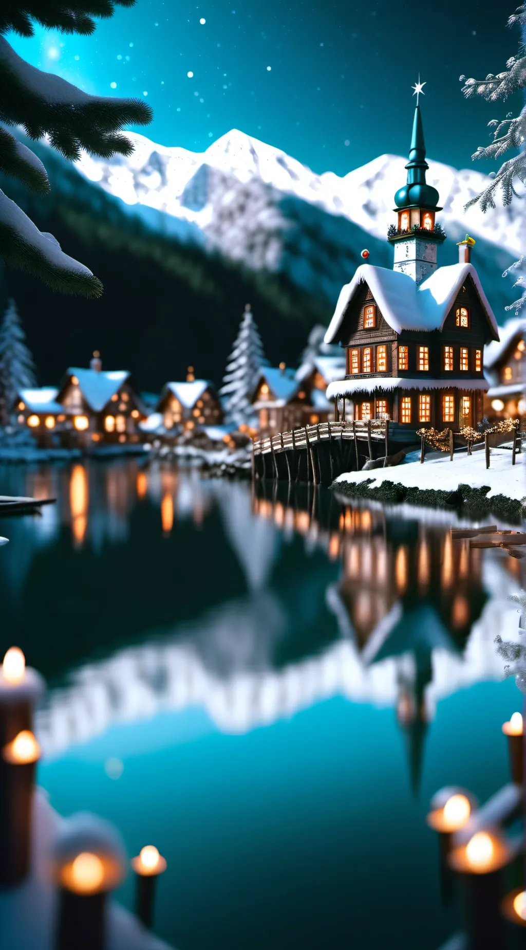 ai character: Christmas Village background