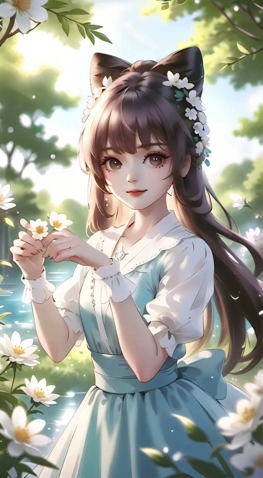 ai character: Beach babe background