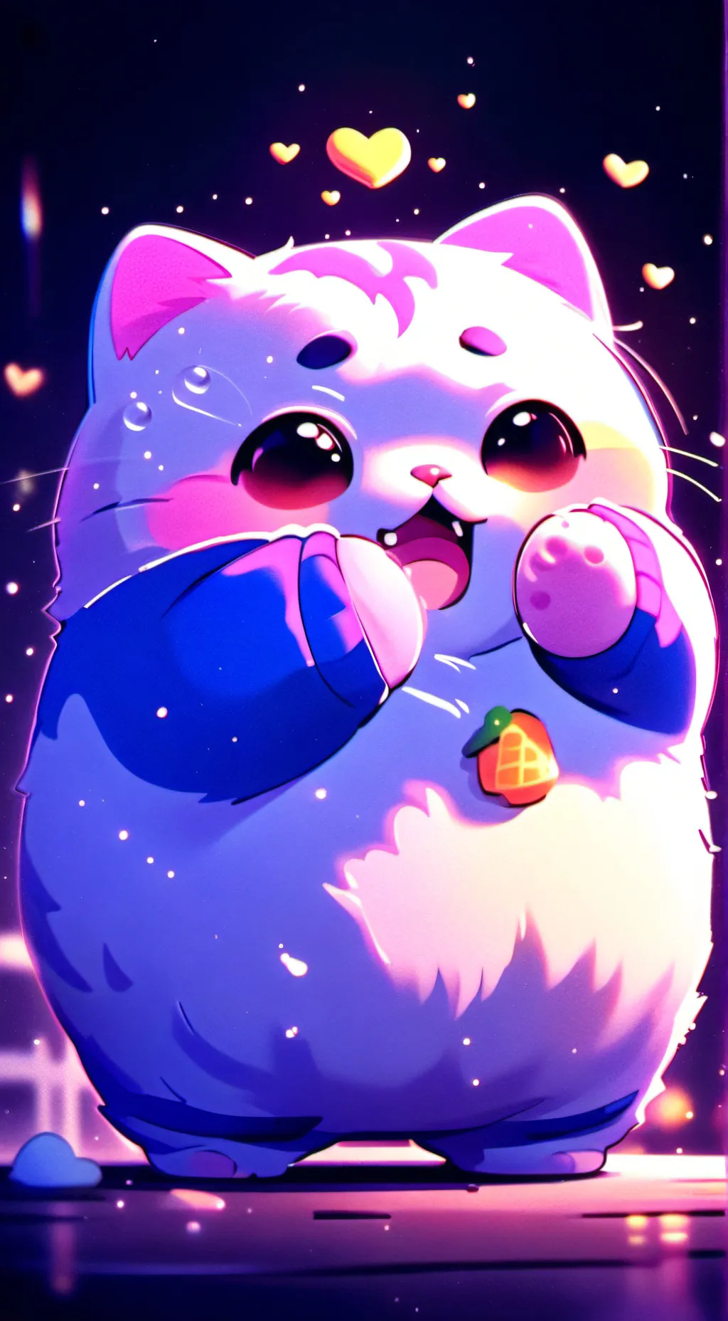 ai character: fat chubby cat  background