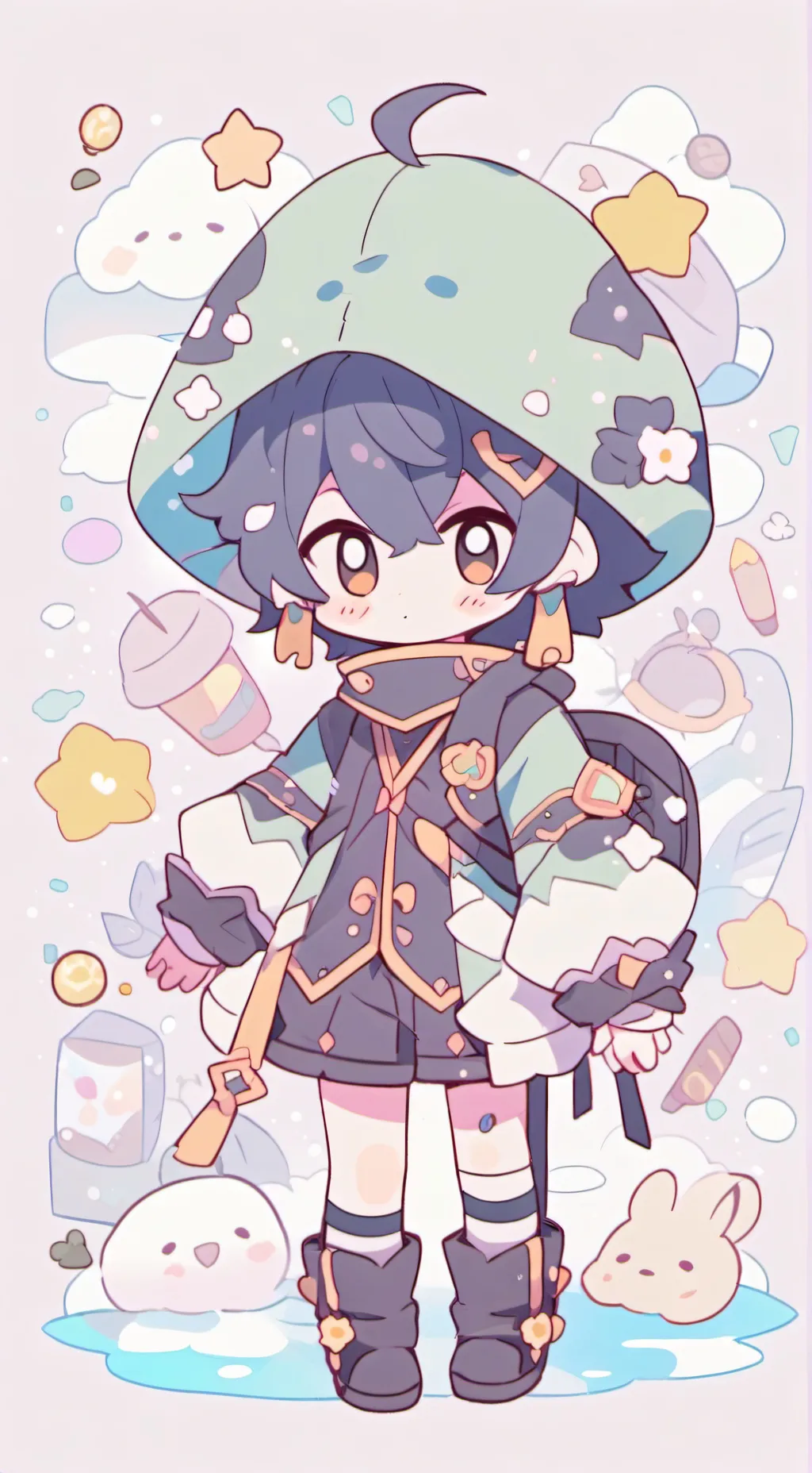 ai character: smiley & friends background