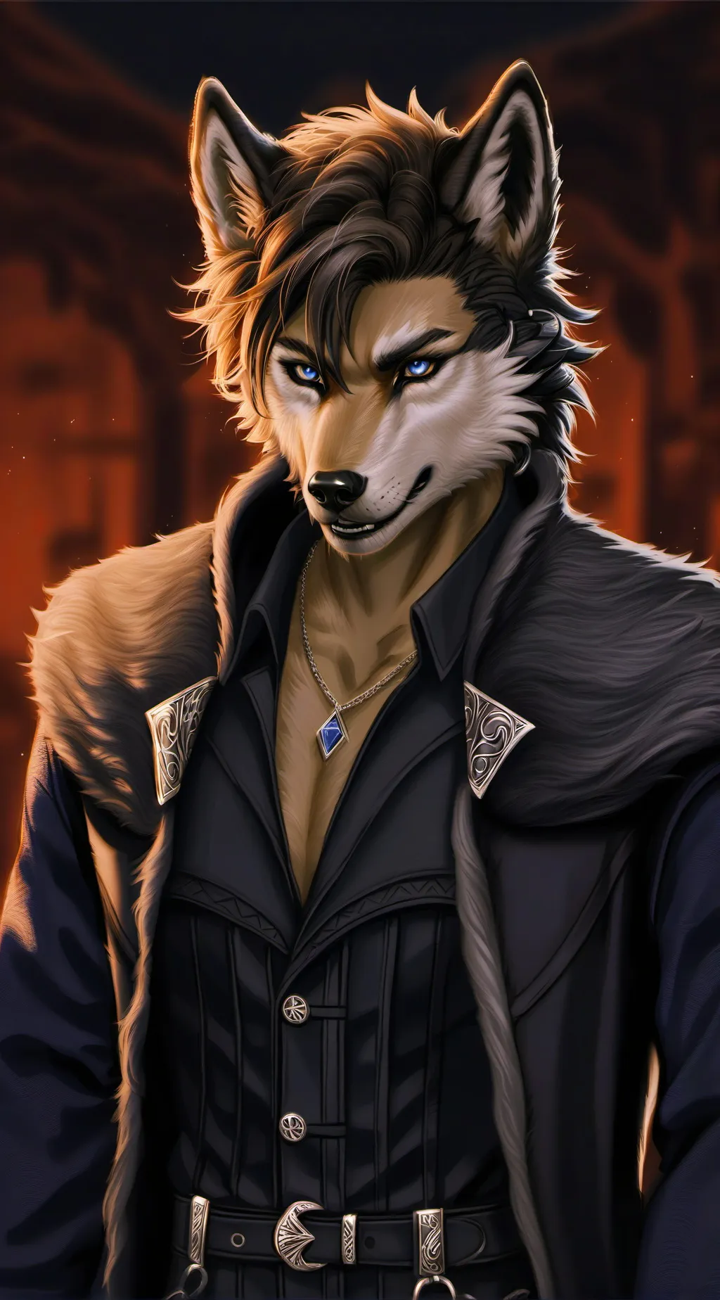 ai character: wolf guy background