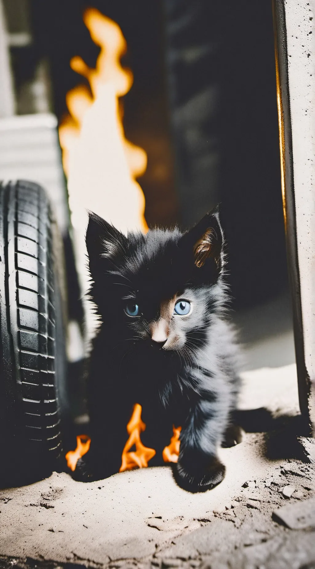 ai character: Homeless kitten background