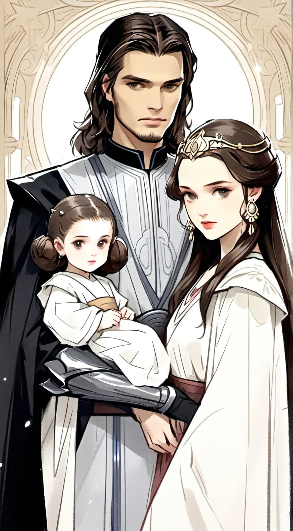 ai character: padme and Anakin  background