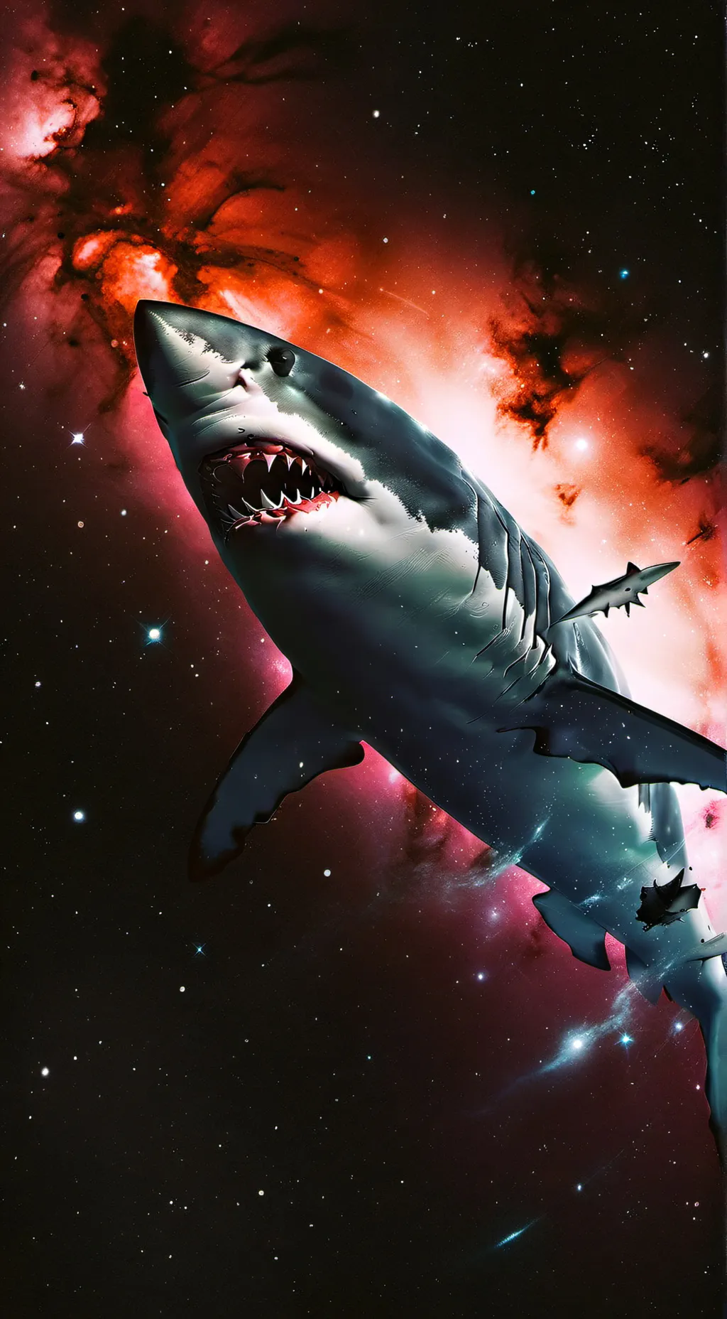 ai character: shark in space background