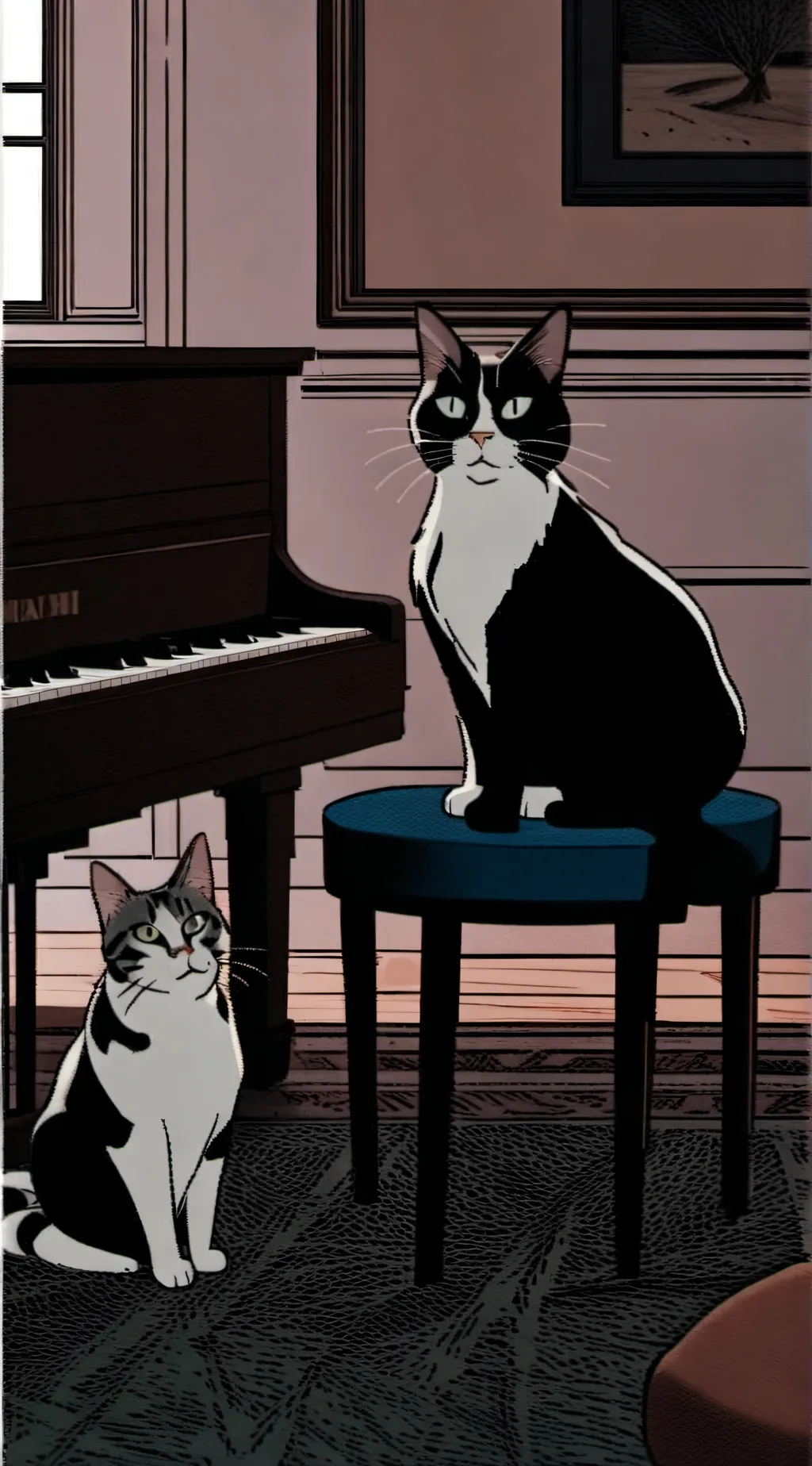 ai character: cat restaurant background