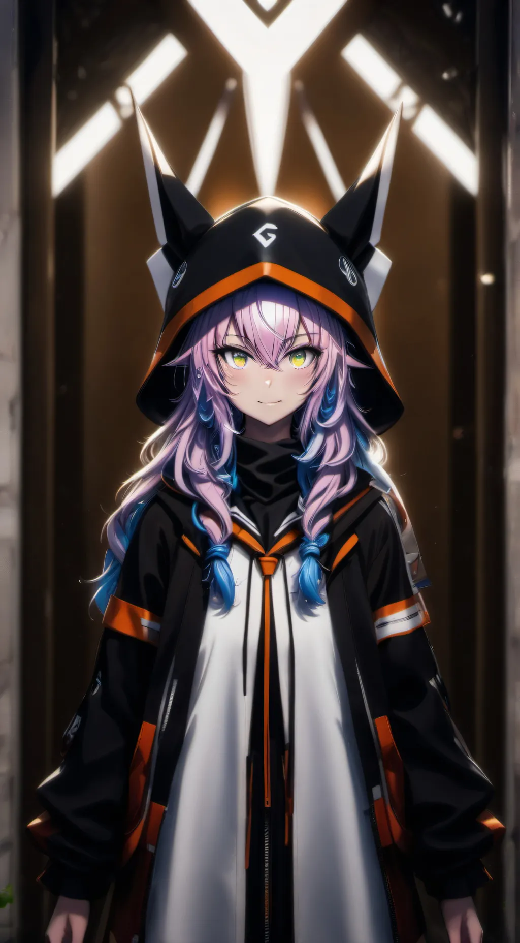 ai character: Violet Flux background