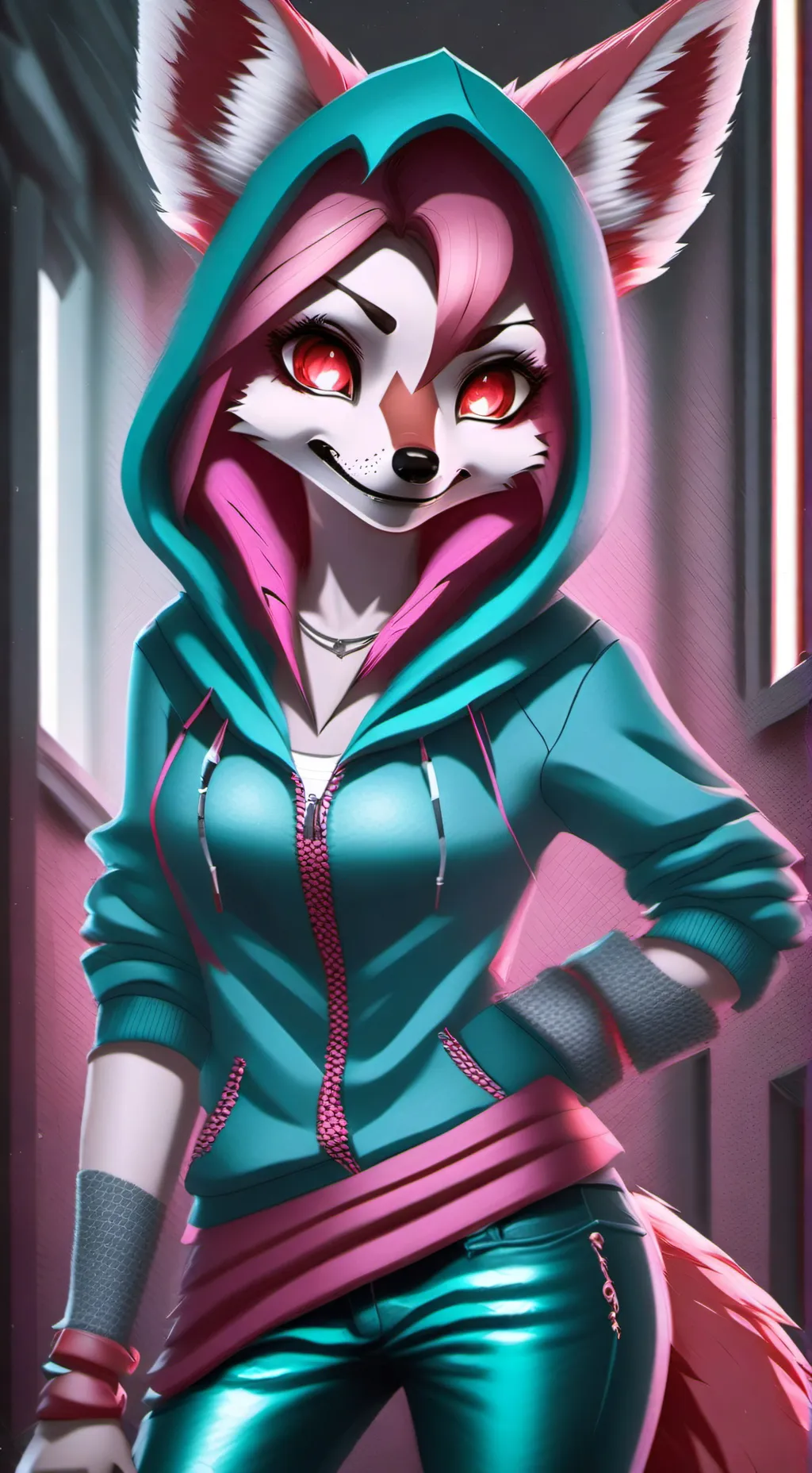 ai character: Vampra Foxrena  background