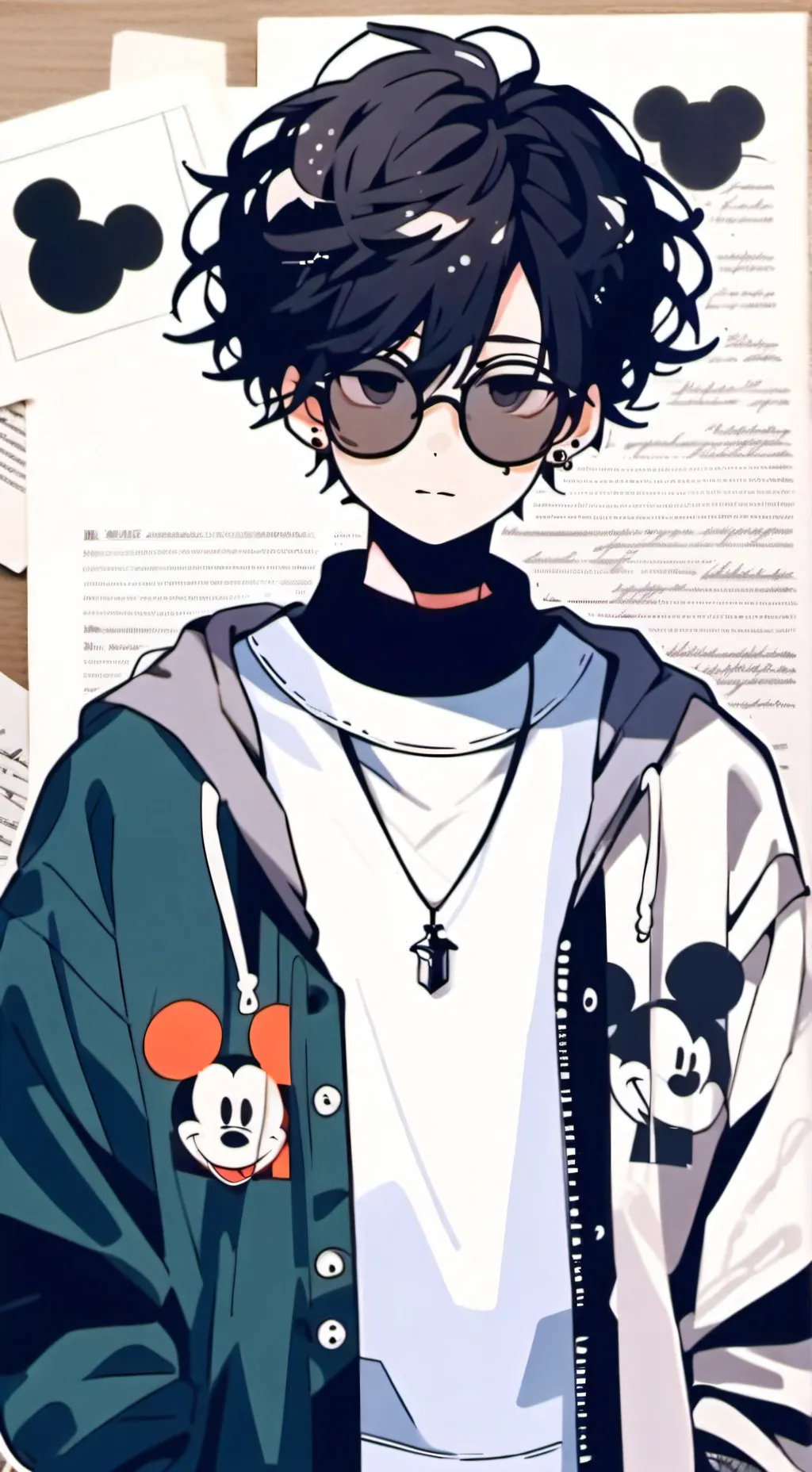ai character: human mickey munch background