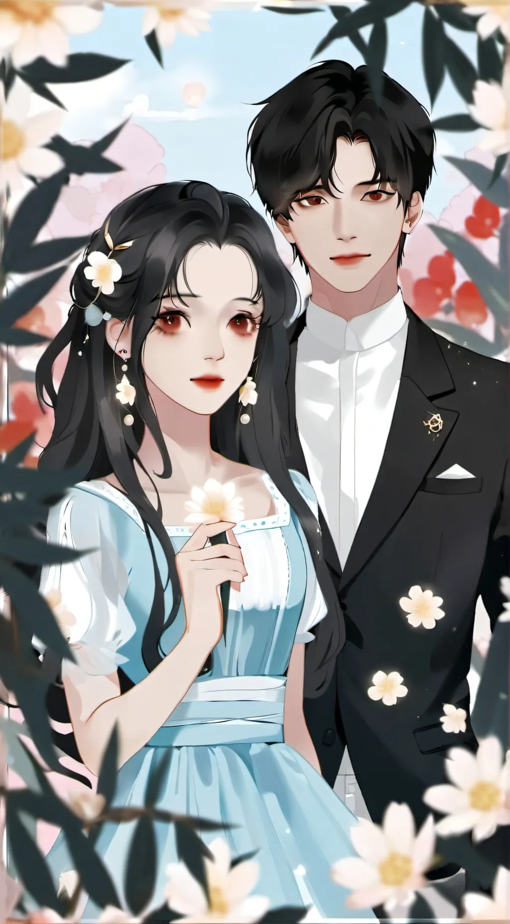 ai character: Papa y mama background