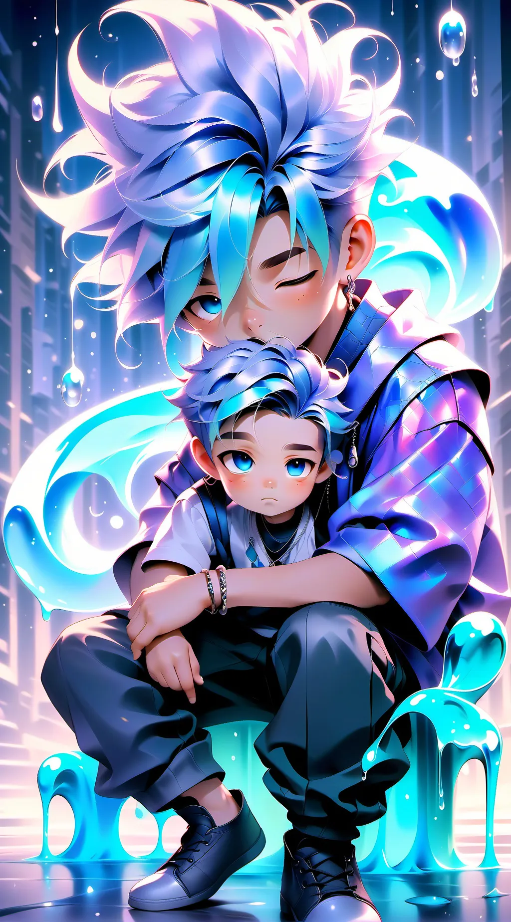 ai character: Nick y su bebe Bao background
