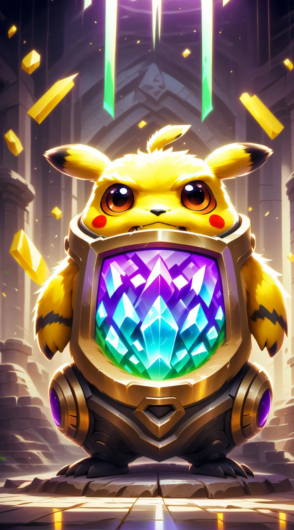 ai character: PICACHU STRONGY background