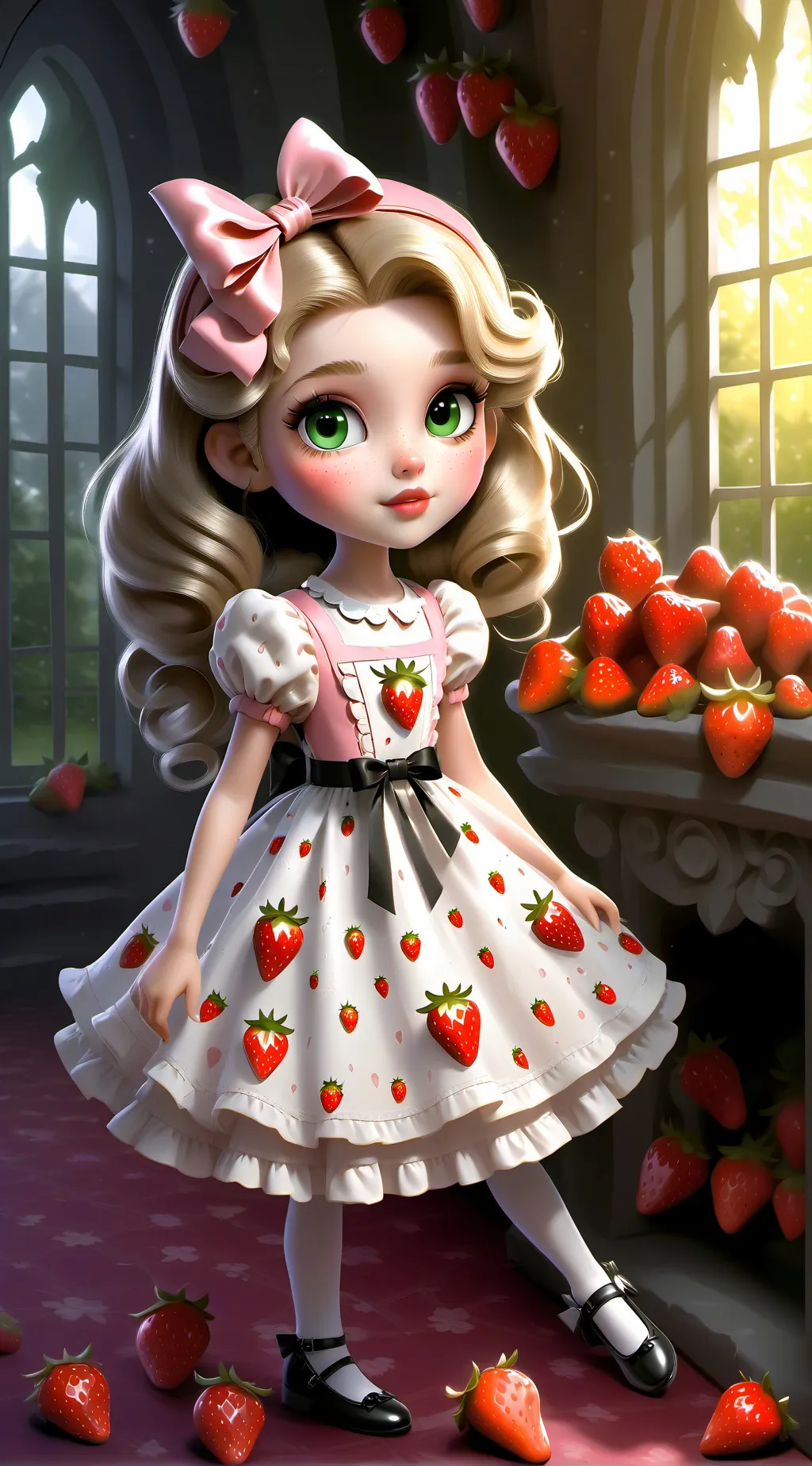 ai character: Emily cake background