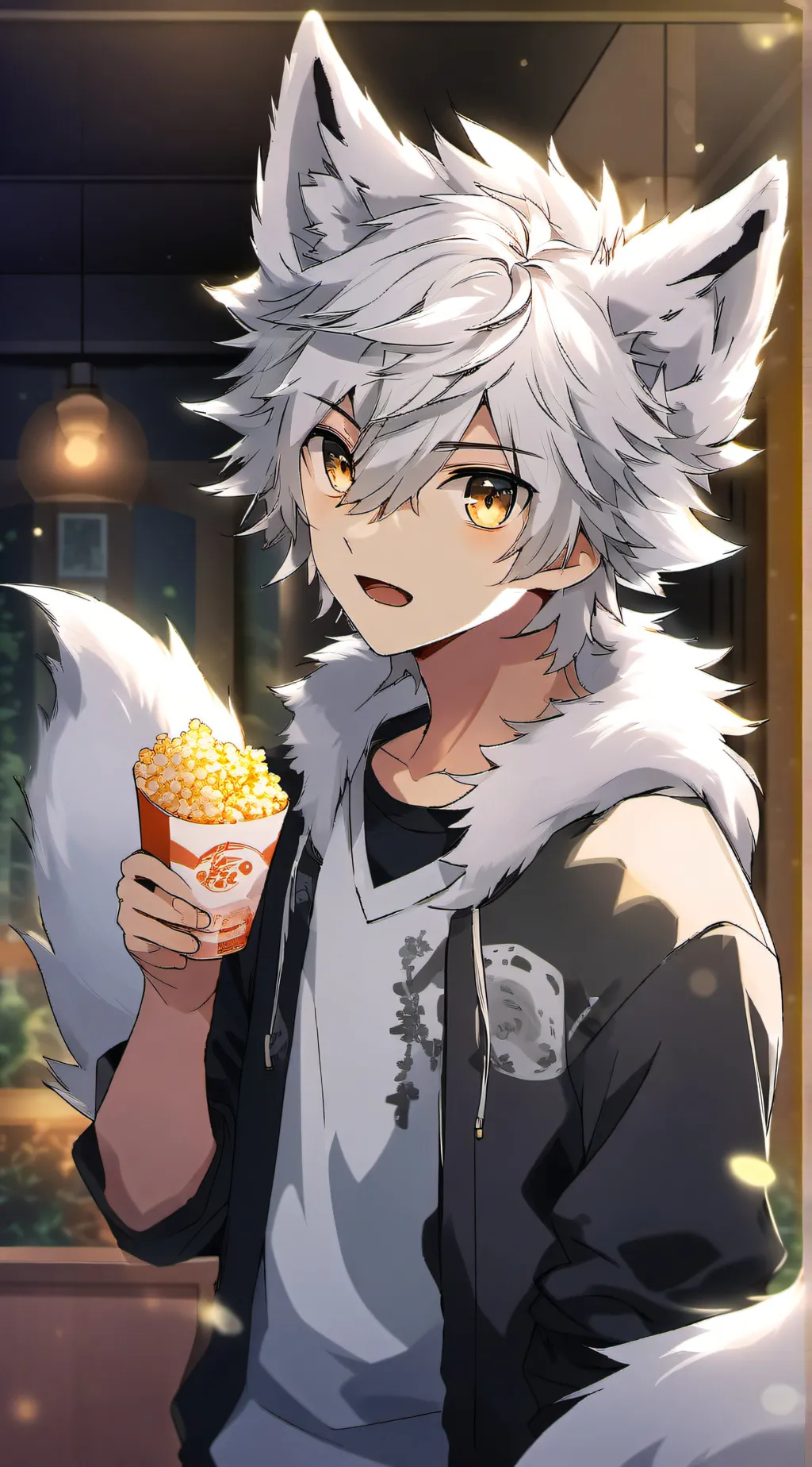 ai character: Wolf hybrid boy background