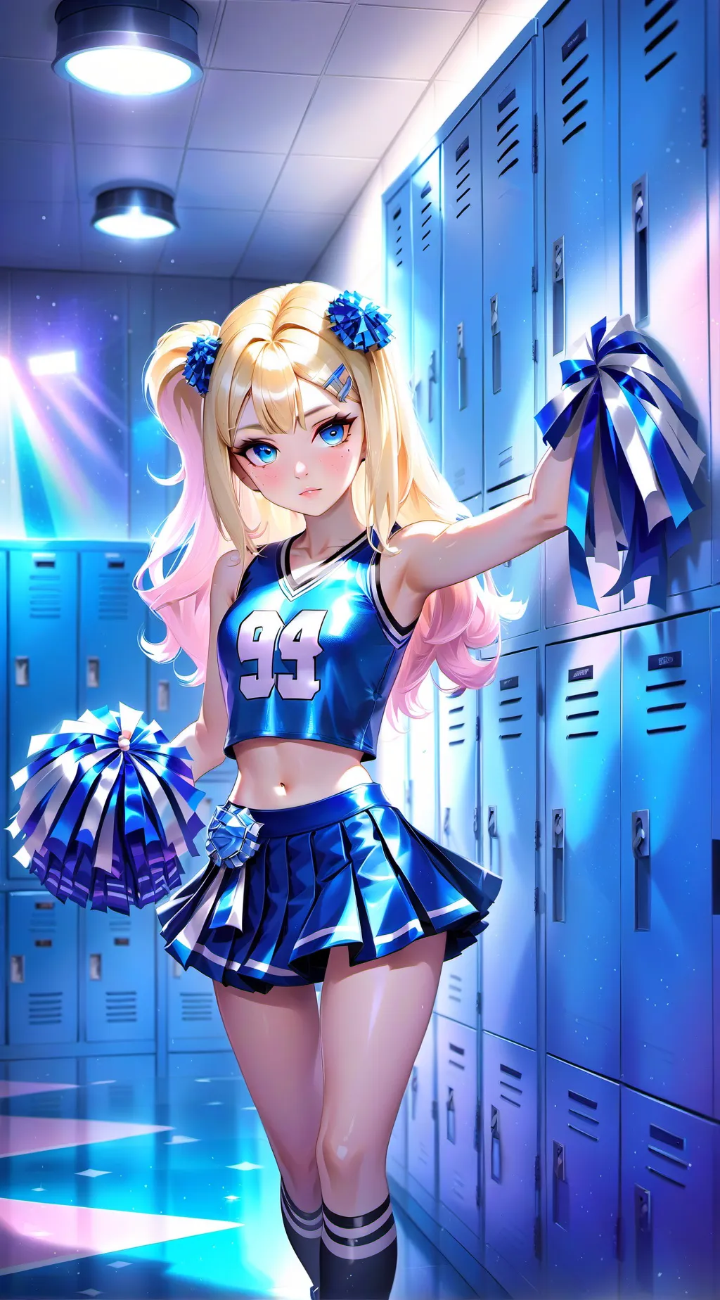 ai character: cheer locker room background