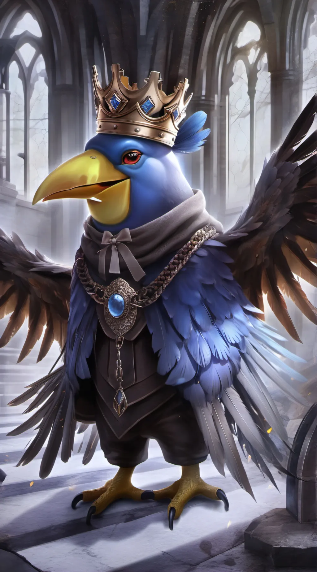 ai character: blue and yellow background
