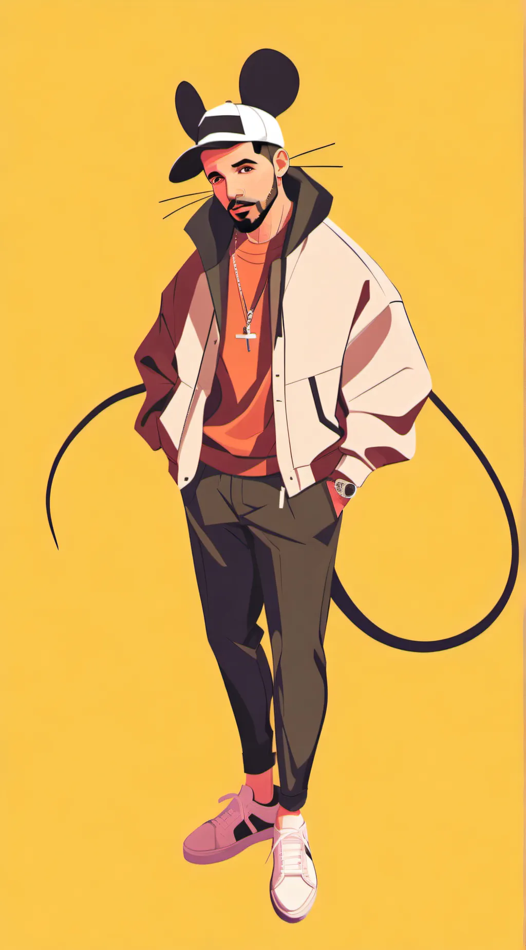 ai character: Drake rat costume background