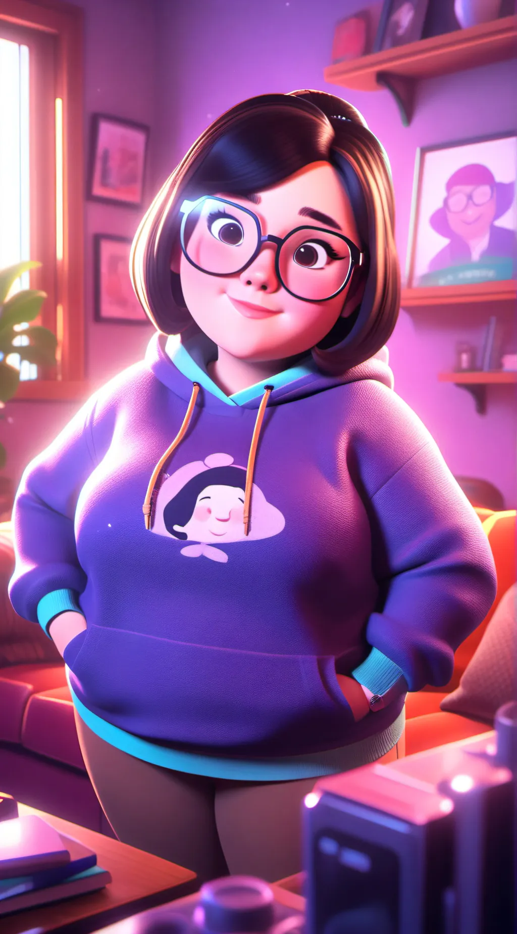 ai character: Violet background