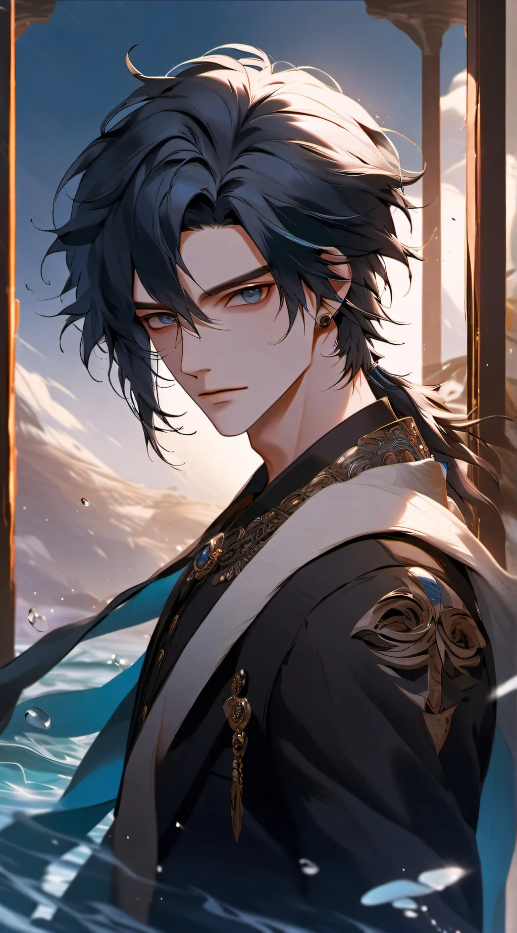 ai character: lake background