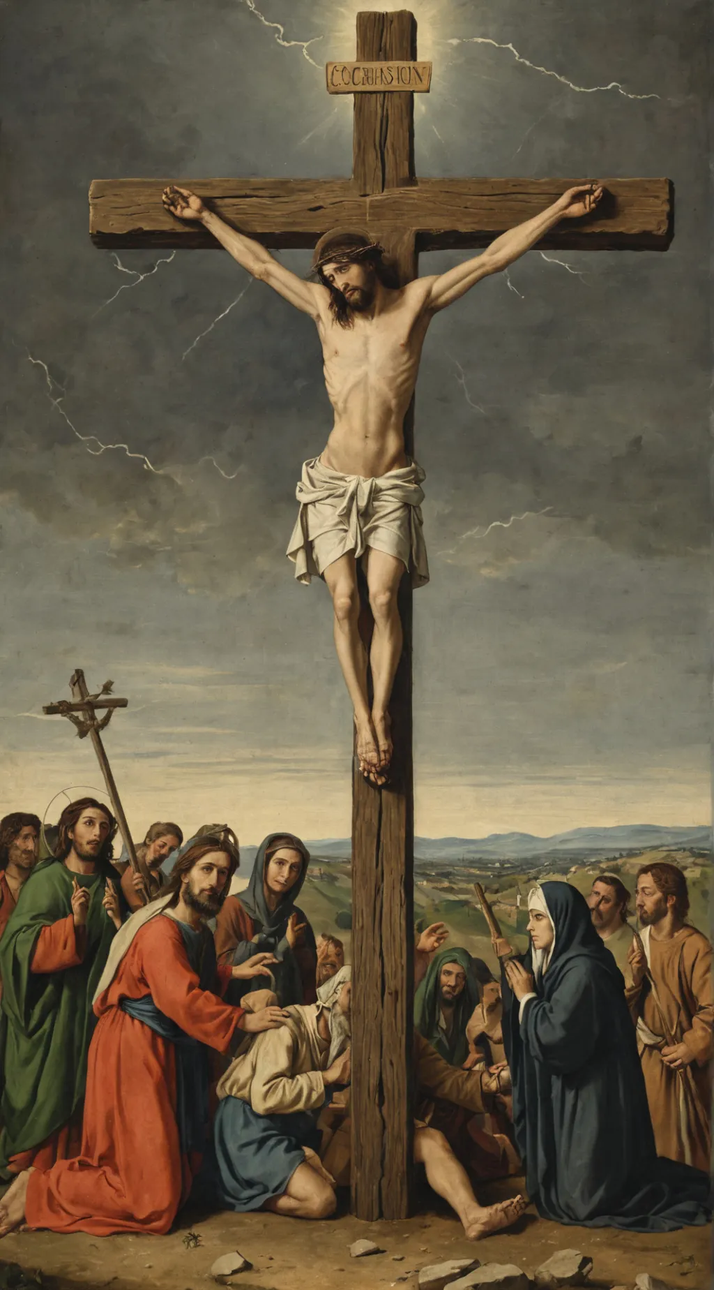 ai character: The crucifixion background