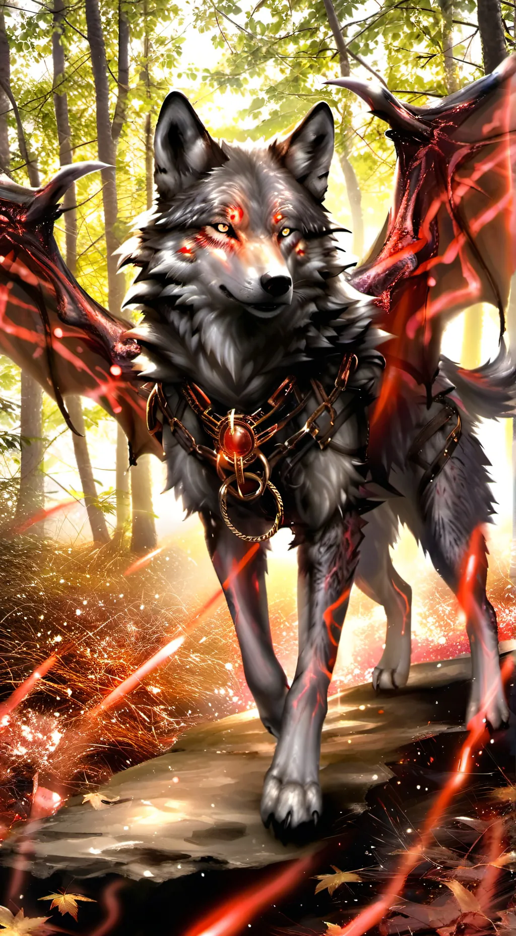 ai character: Ruby dragonwolf background