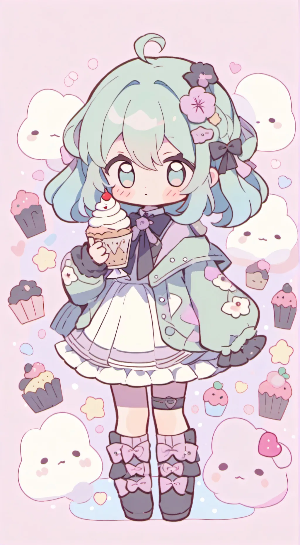 ai character: CUPCAKE  background