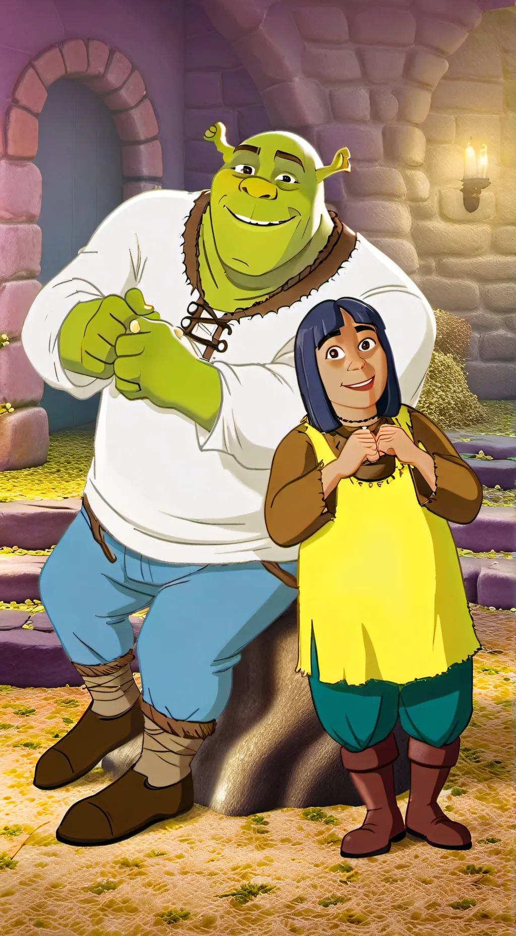 ai character: 🤘🐴 Shrek  background