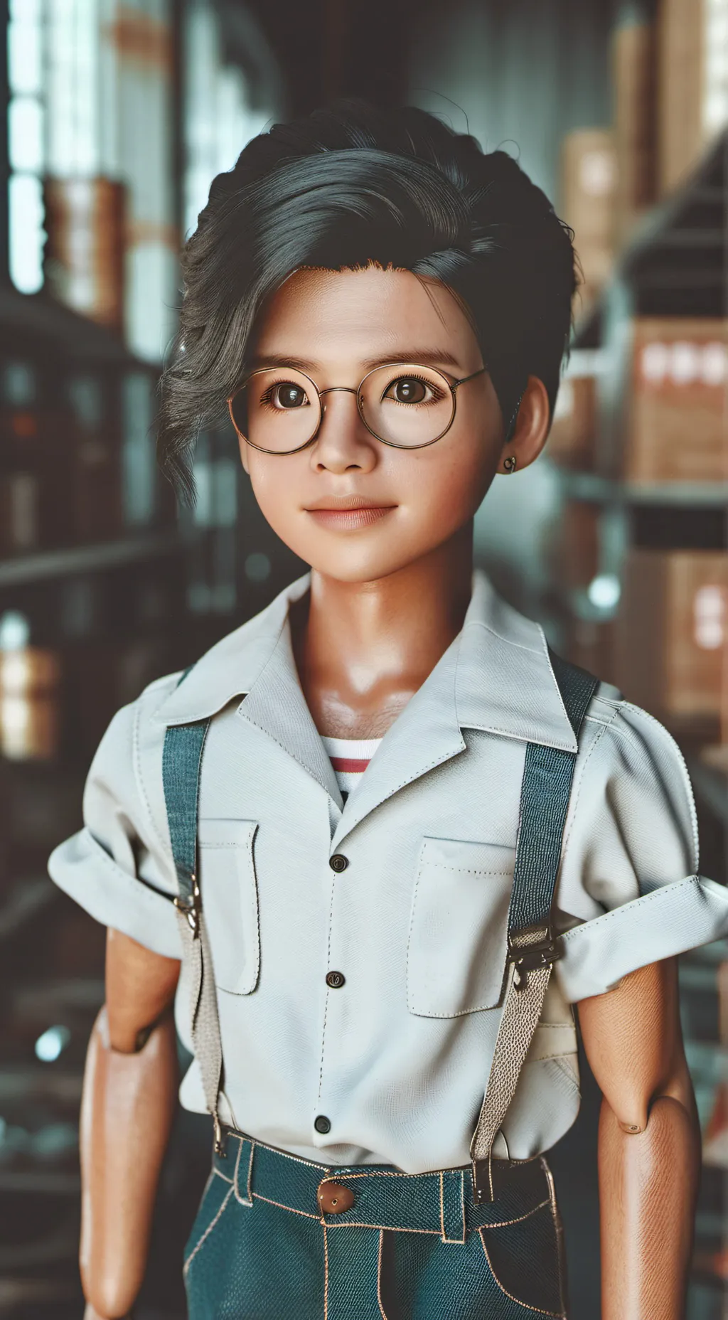 ai character: Doll factory background