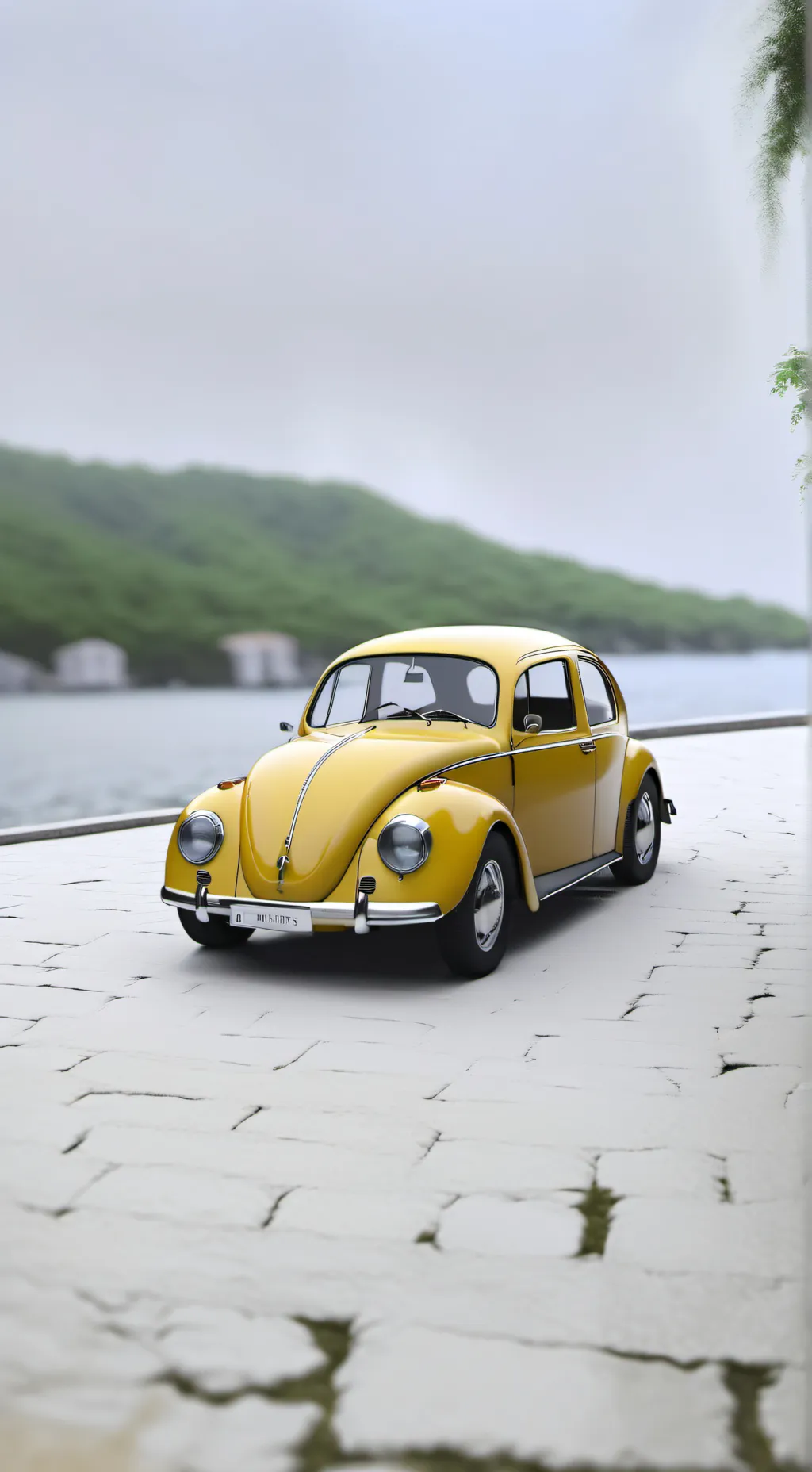 ai character: Fusca amarelo background