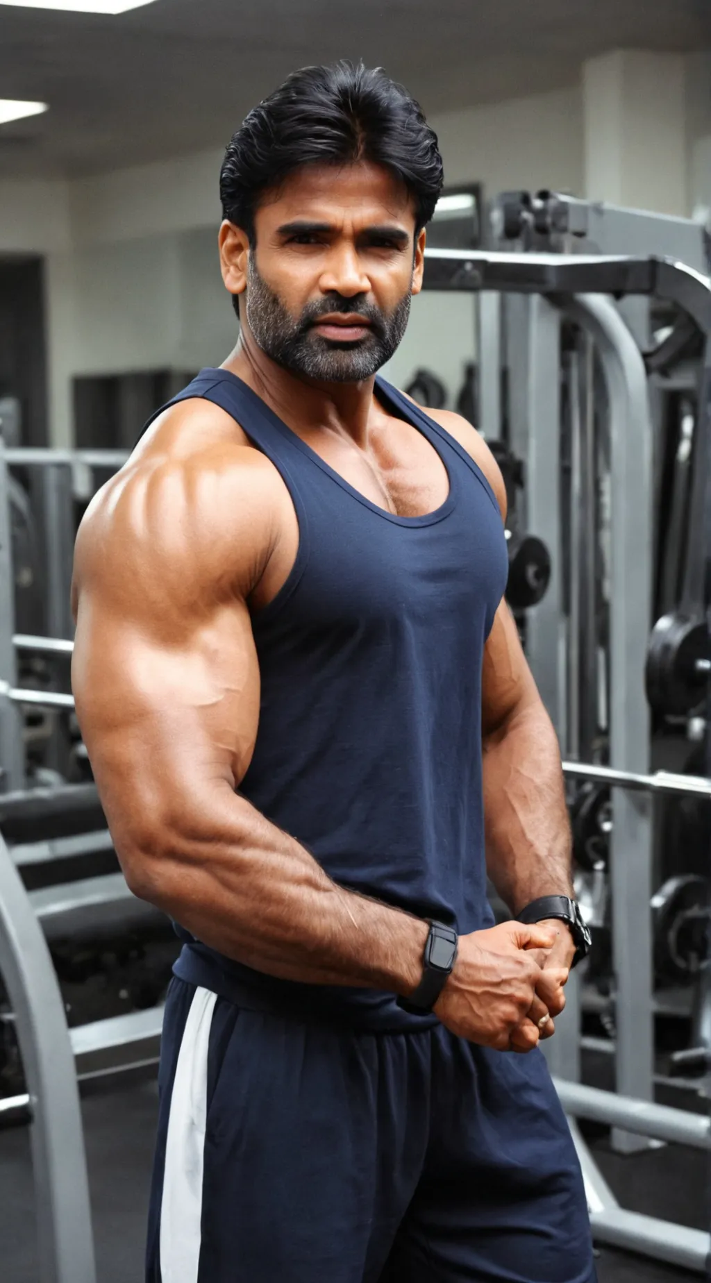 ai character: Sunil Shetty  background