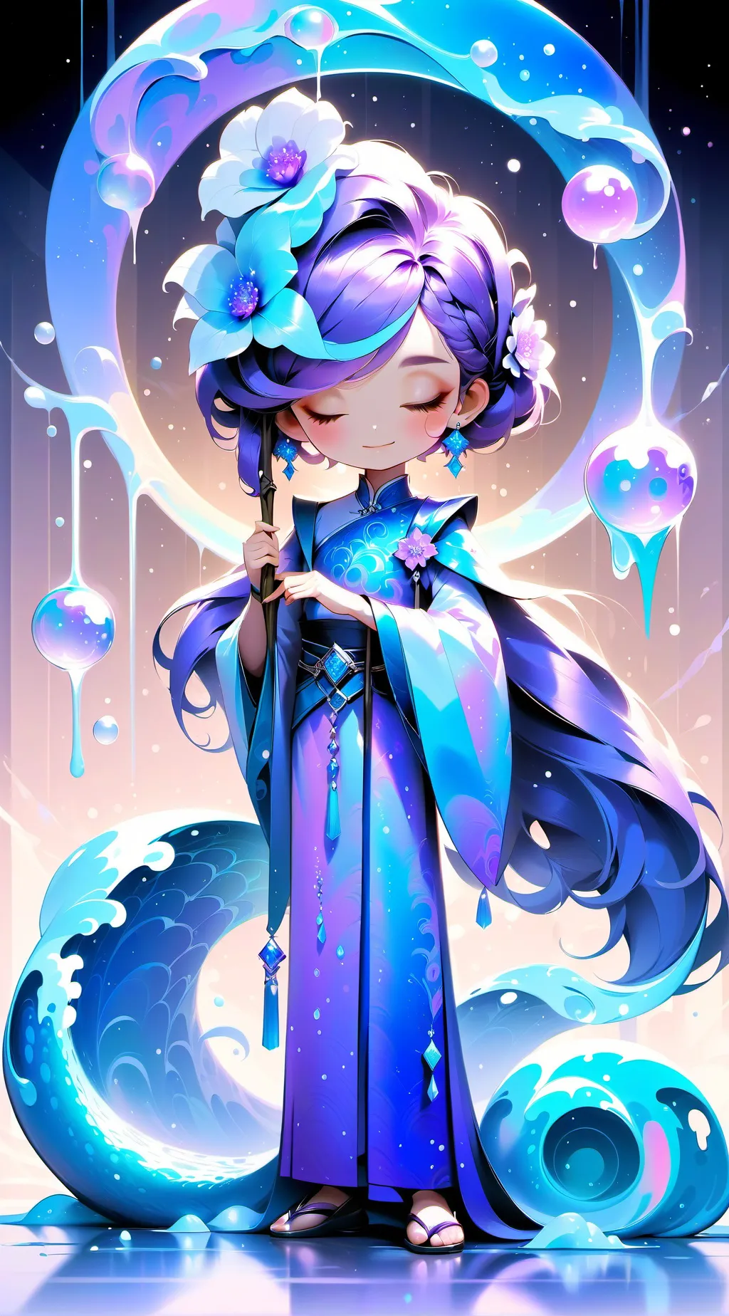 ai character: Violet background