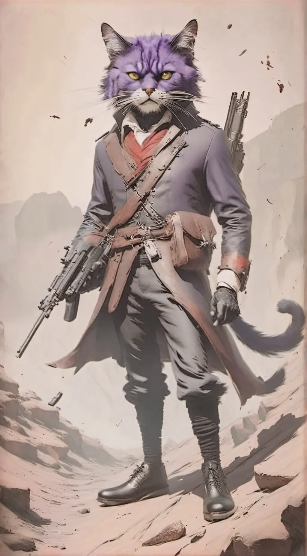 ai character: catnap with a gun background
