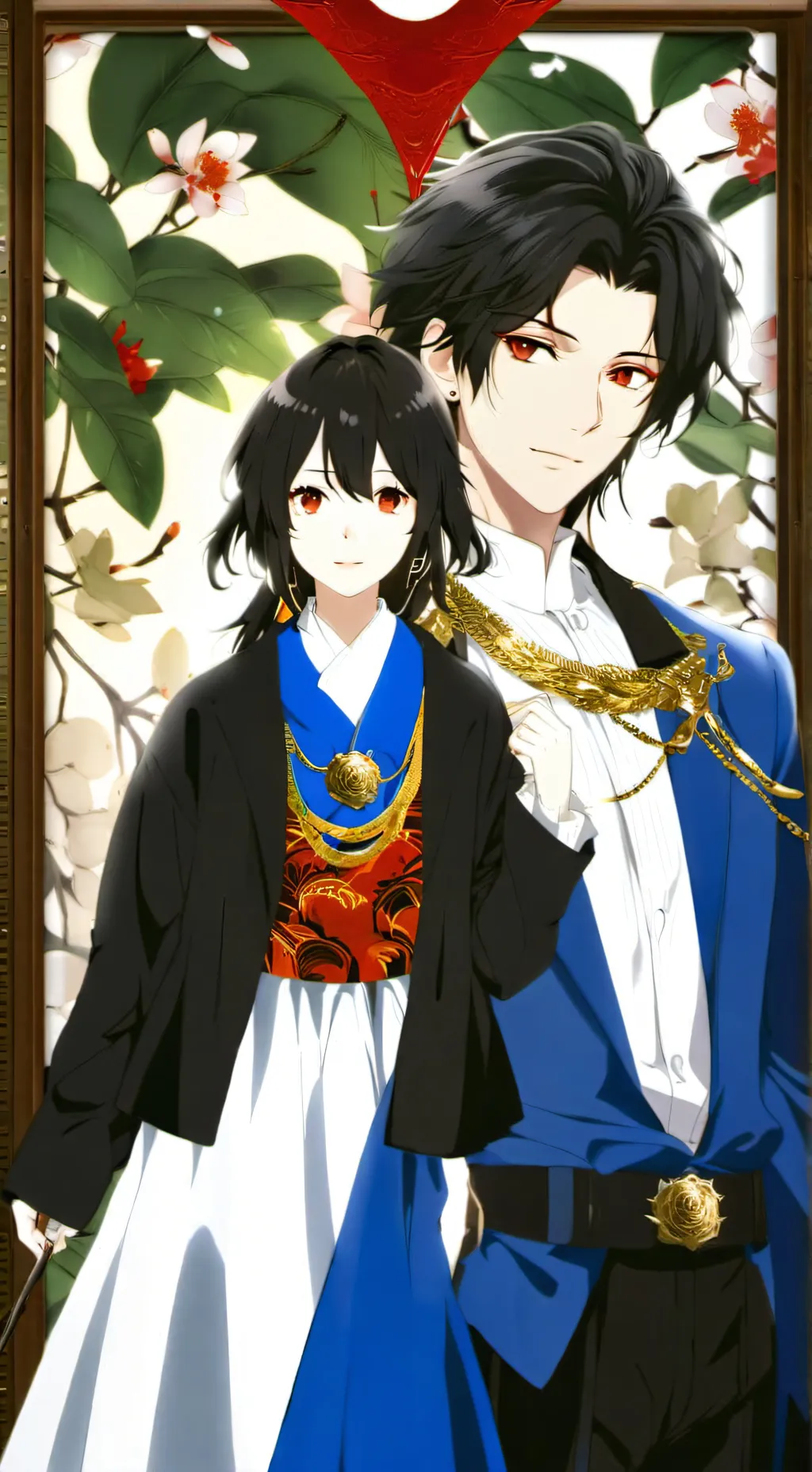 ai character: mina y Tom  background