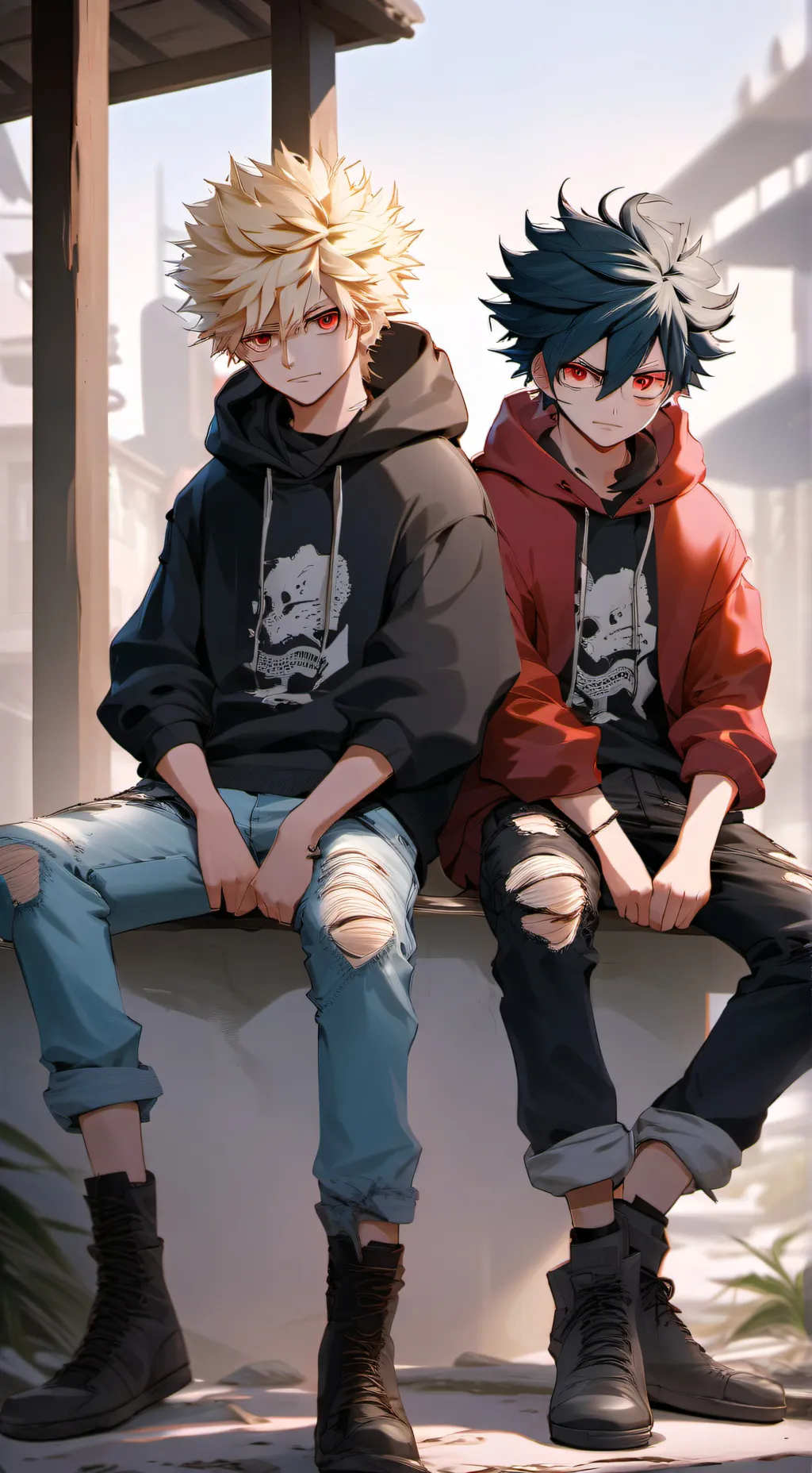 ai character: bakugo and shadow  background