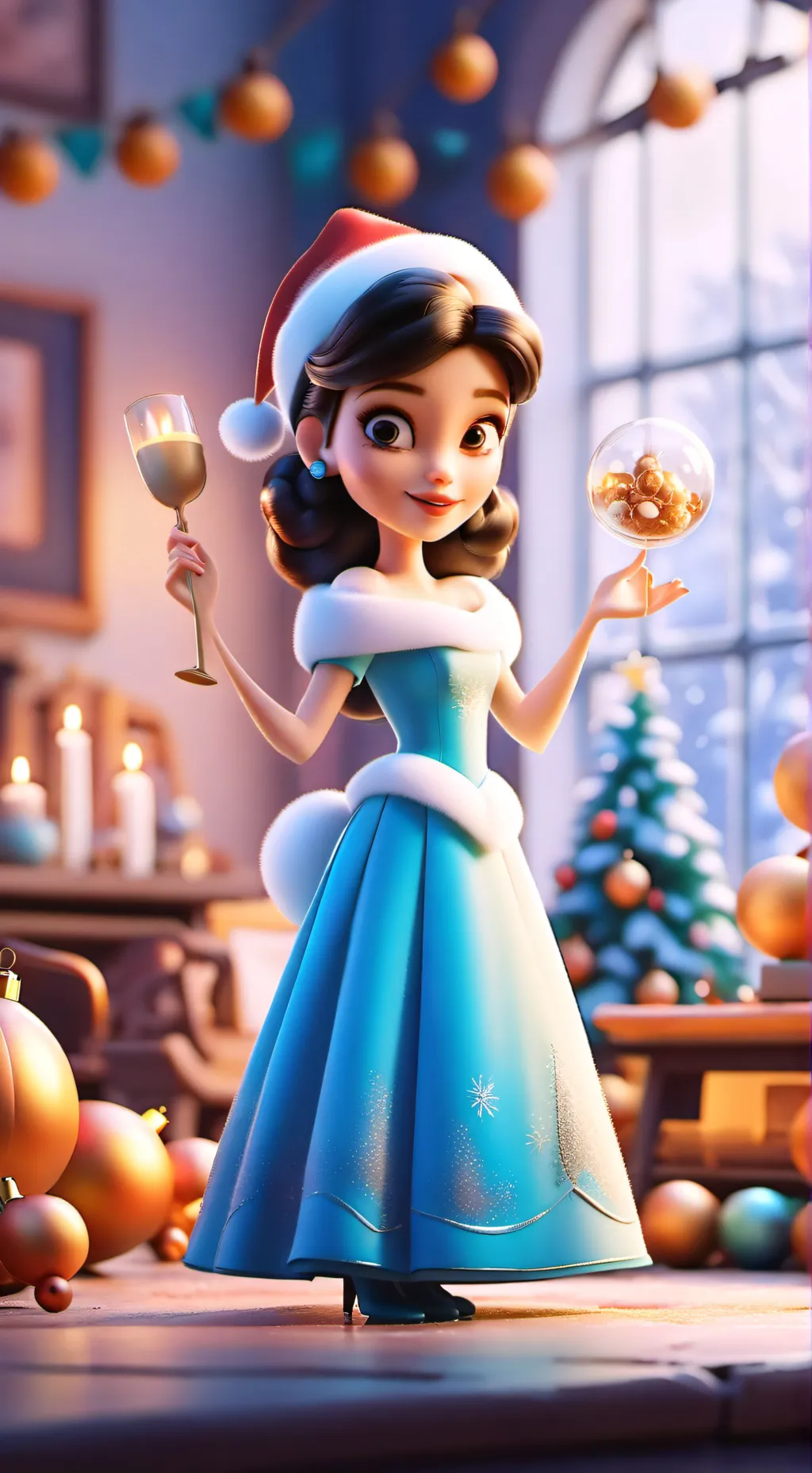 ai character: Santa’s daughter  background