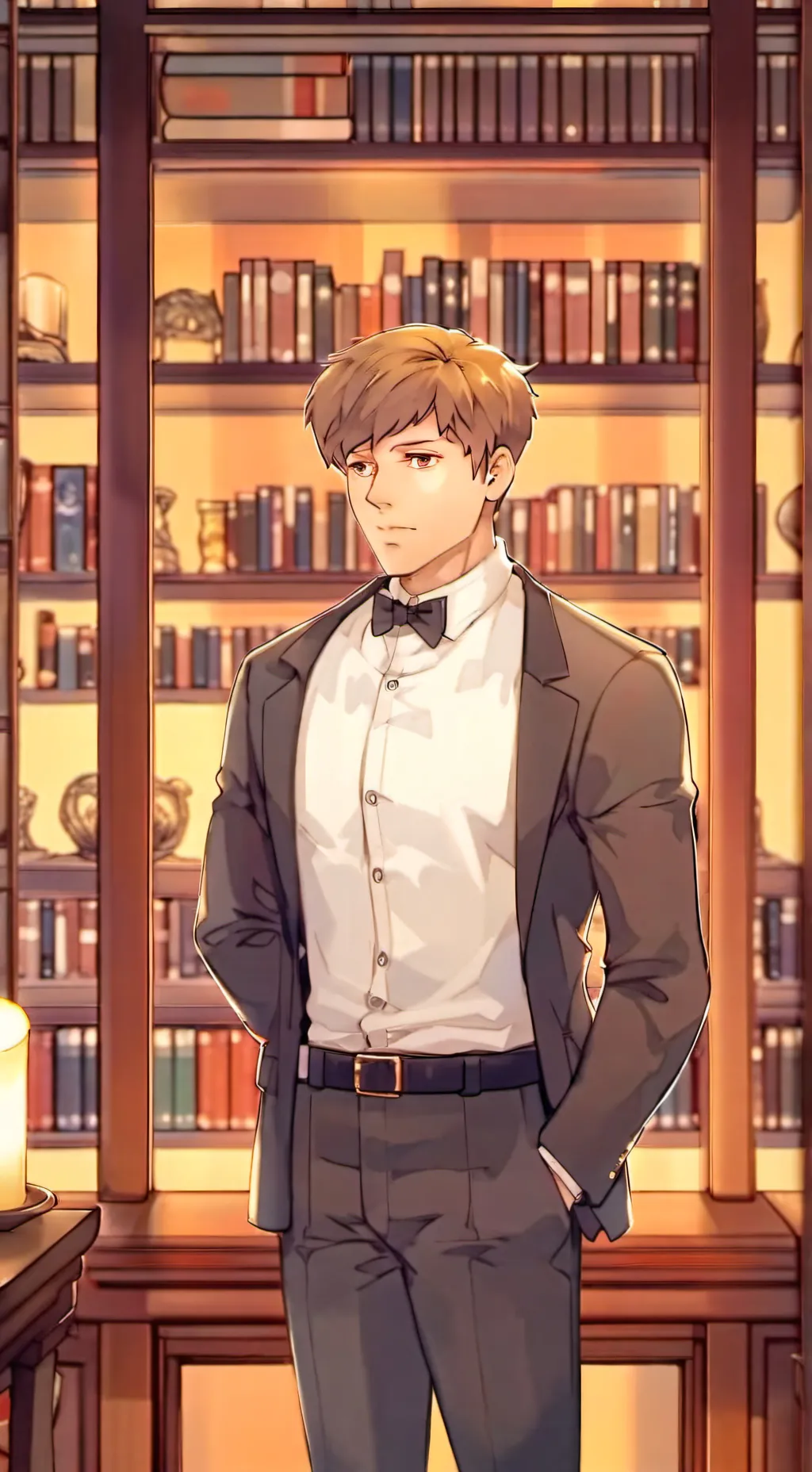ai character: Harry jacket. background