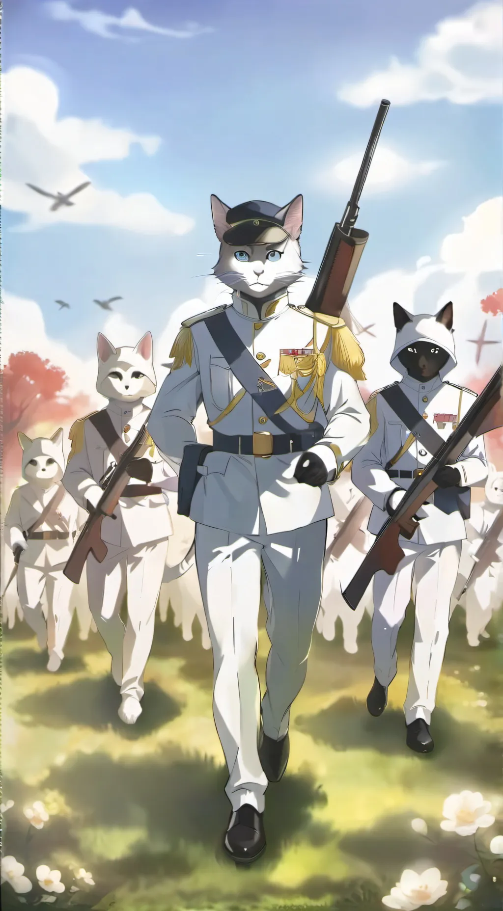 ai character: cat war background