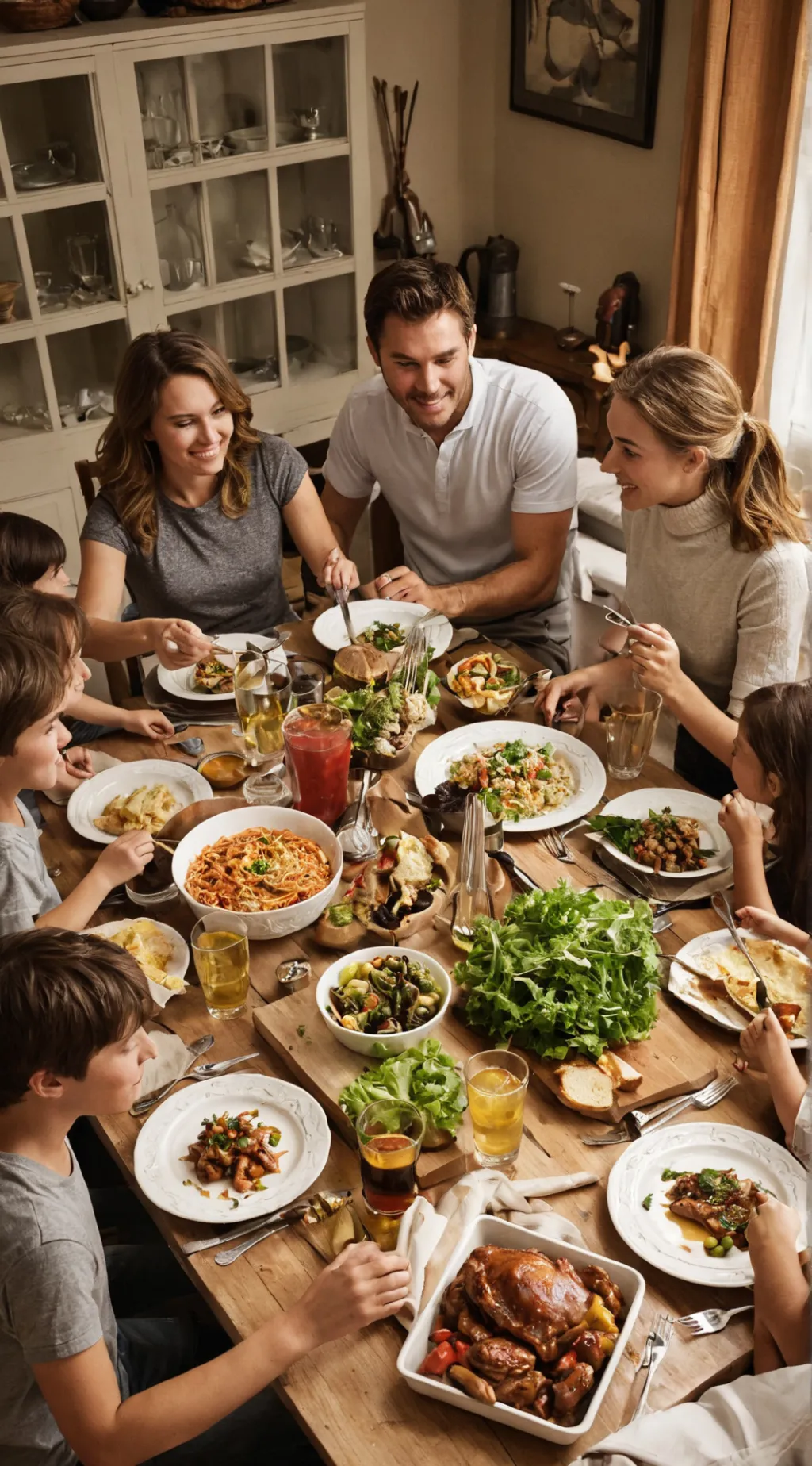 ai character: cold family dinner background