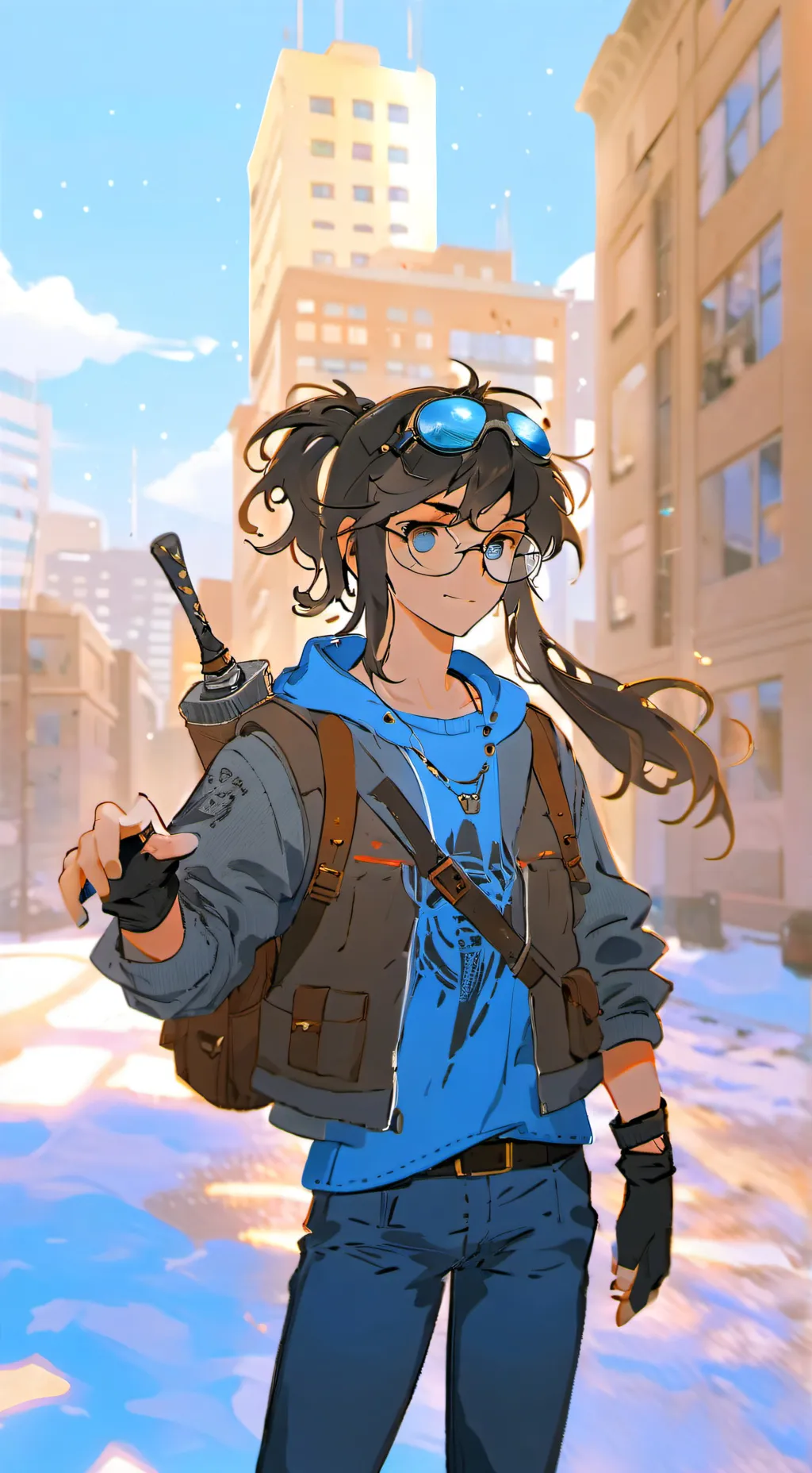 ai character: Remina --+-- 🩵🤍🖤 background