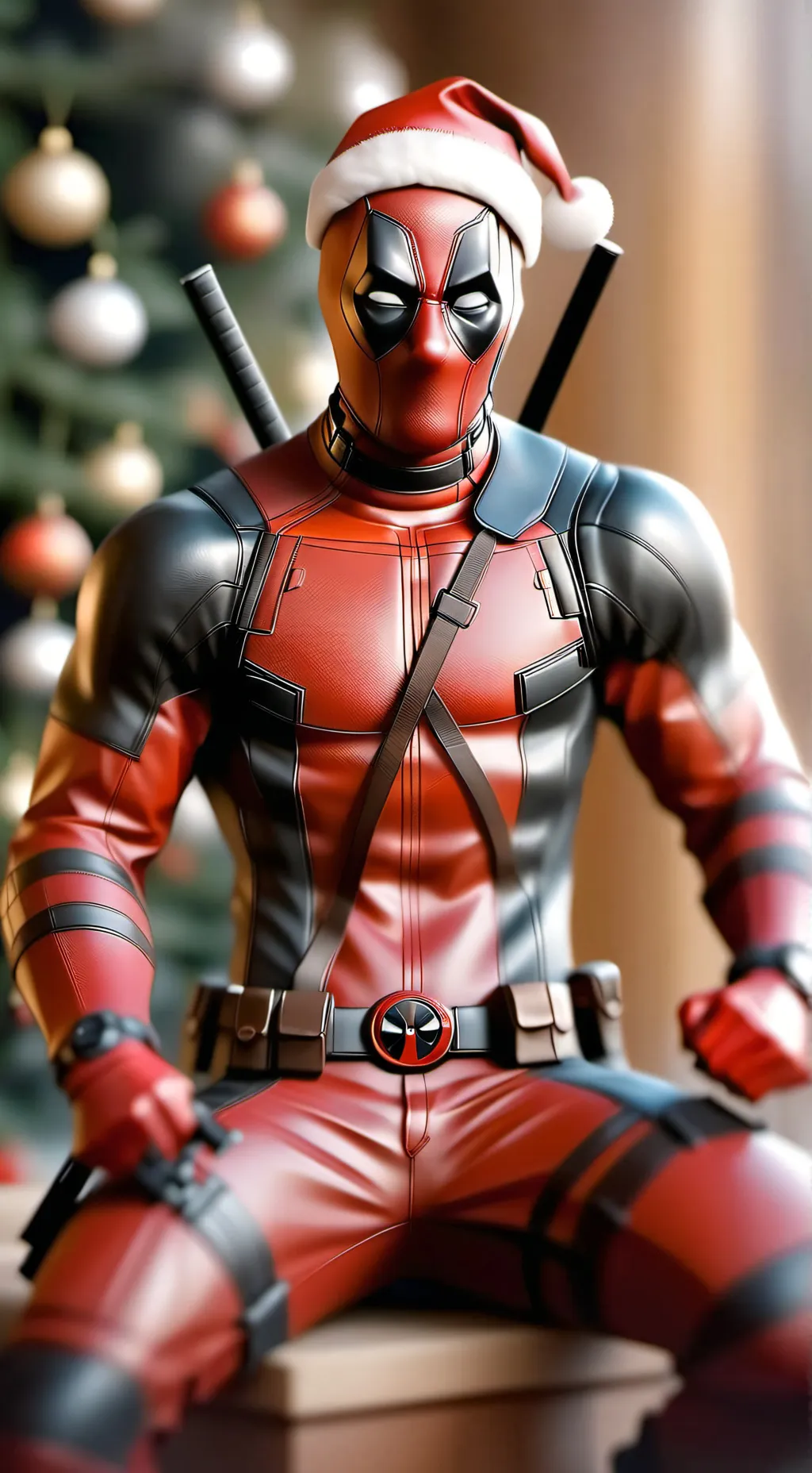 ai character: deadpool santa background