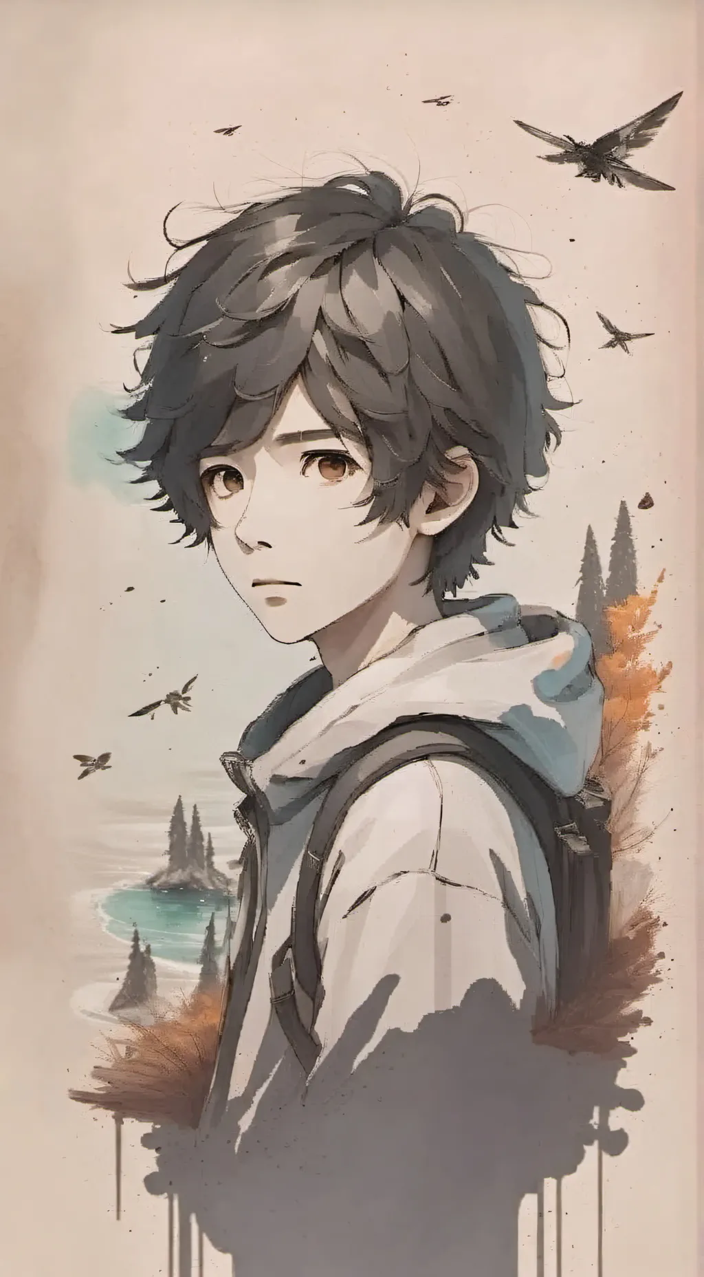 ai character: Last boy on earth background
