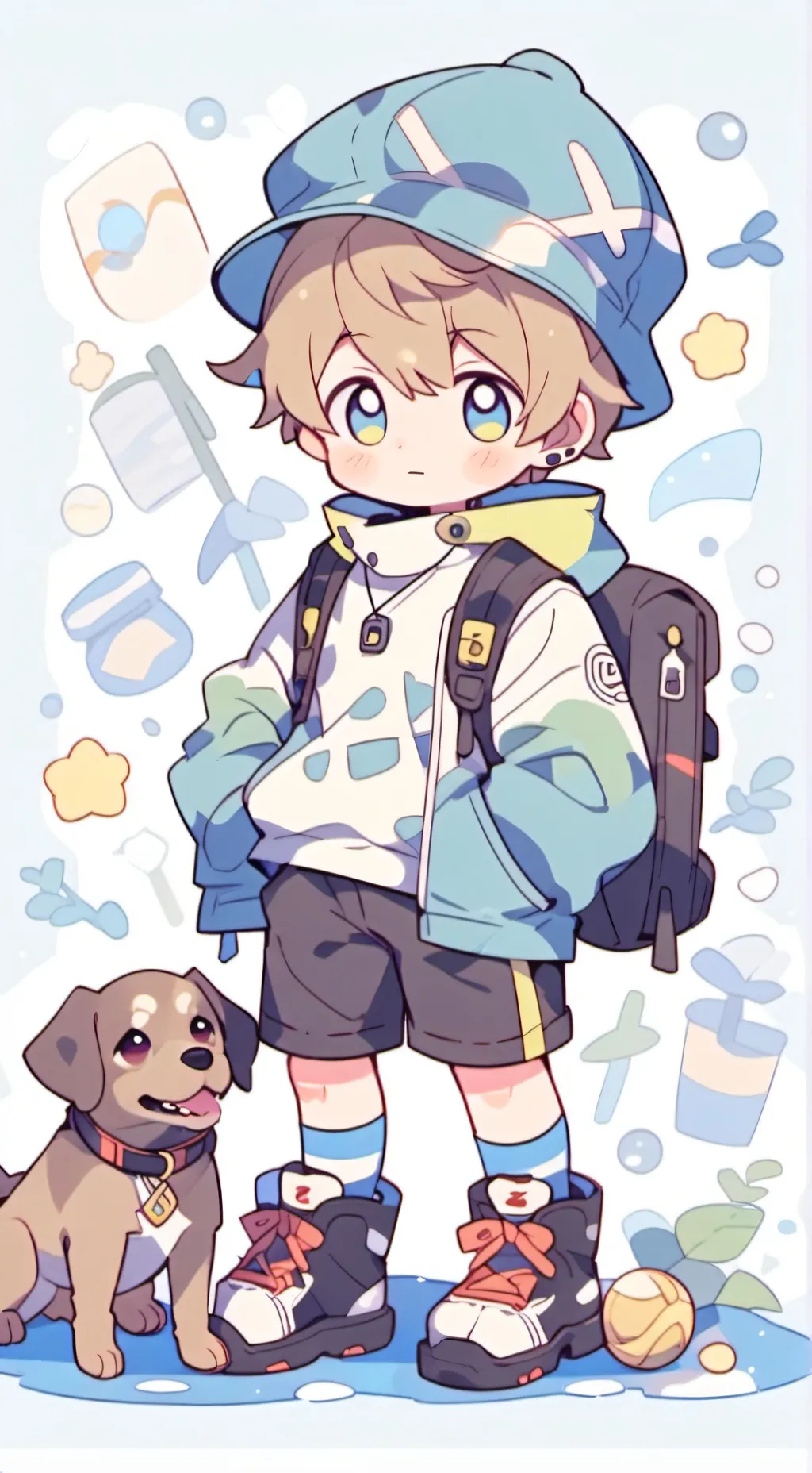 ai character: Little boy and dog background