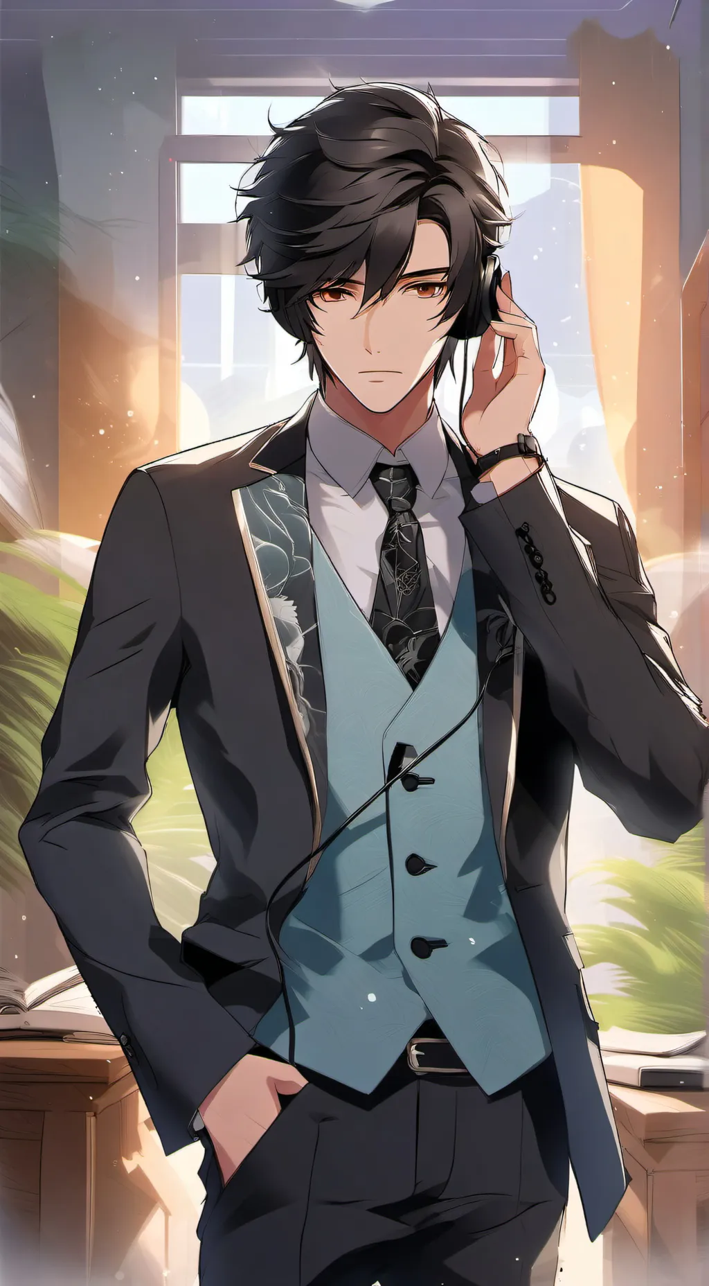 ai character: khavey brown background