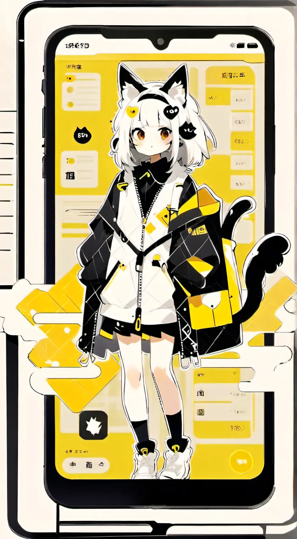 ai character: cat girl background