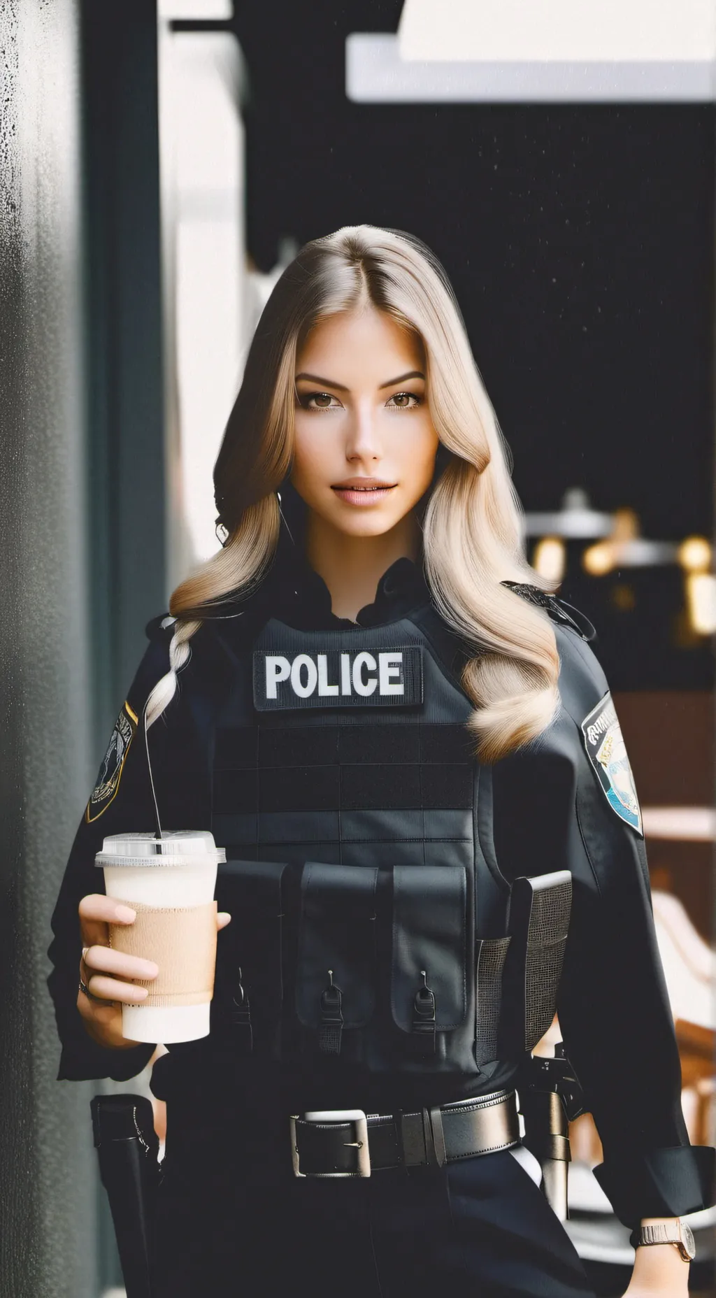 ai character: Officer Ashley  background