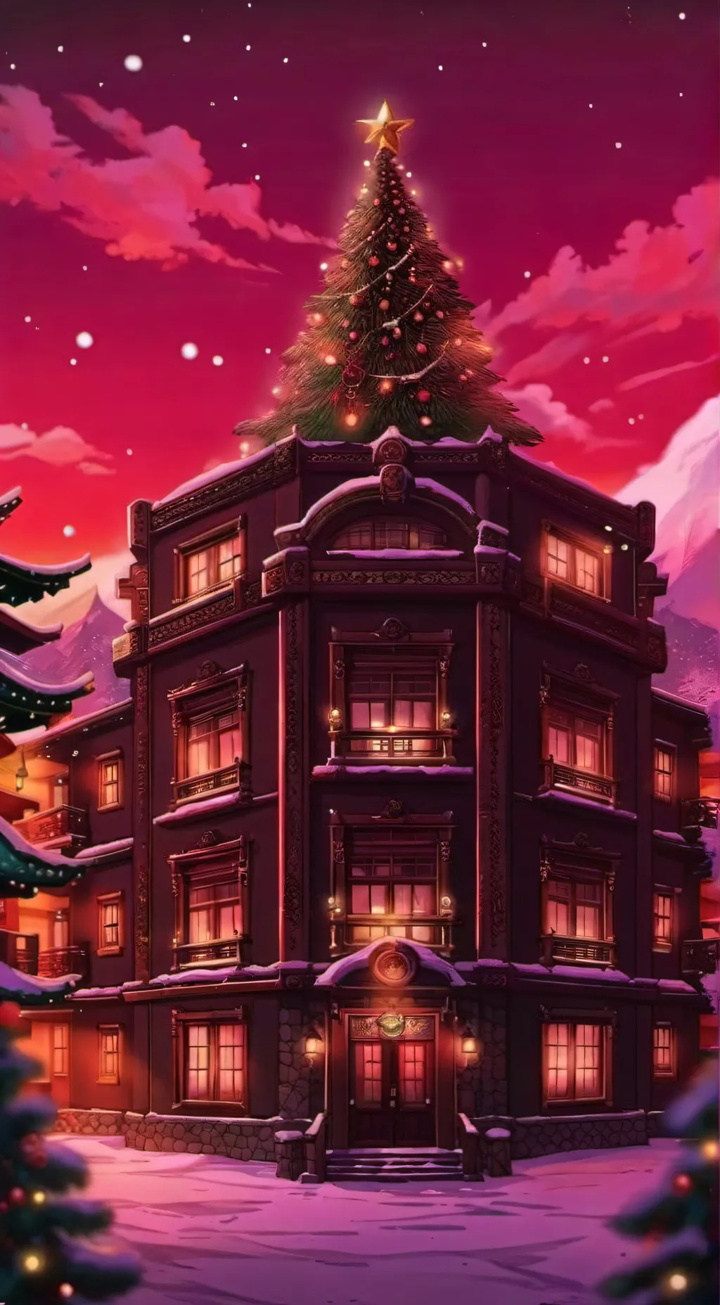 ai character: HH/HB Christmas background
