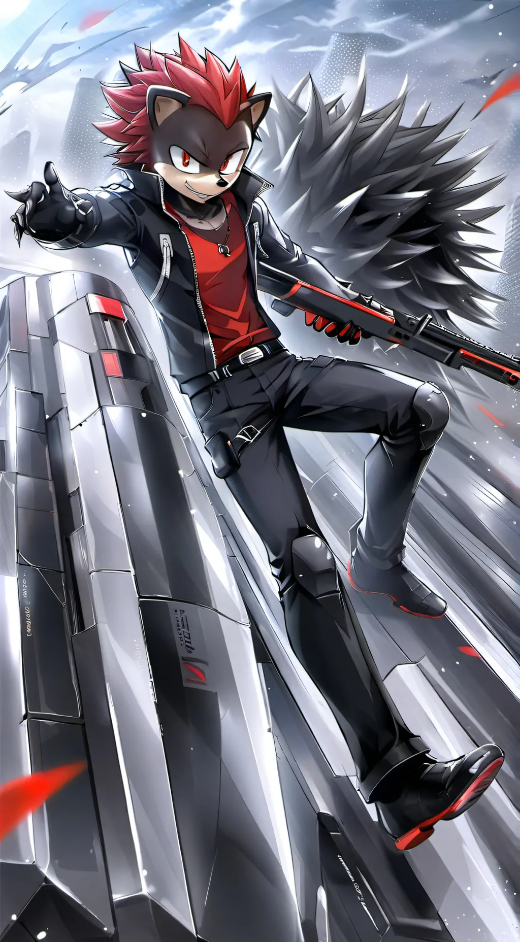 ai character: ShadowTheHedgehog background