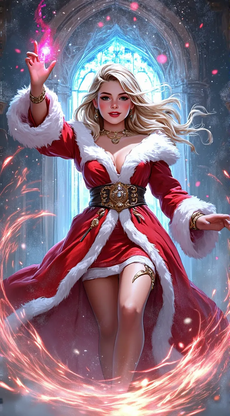 ai character: ms Claus  background